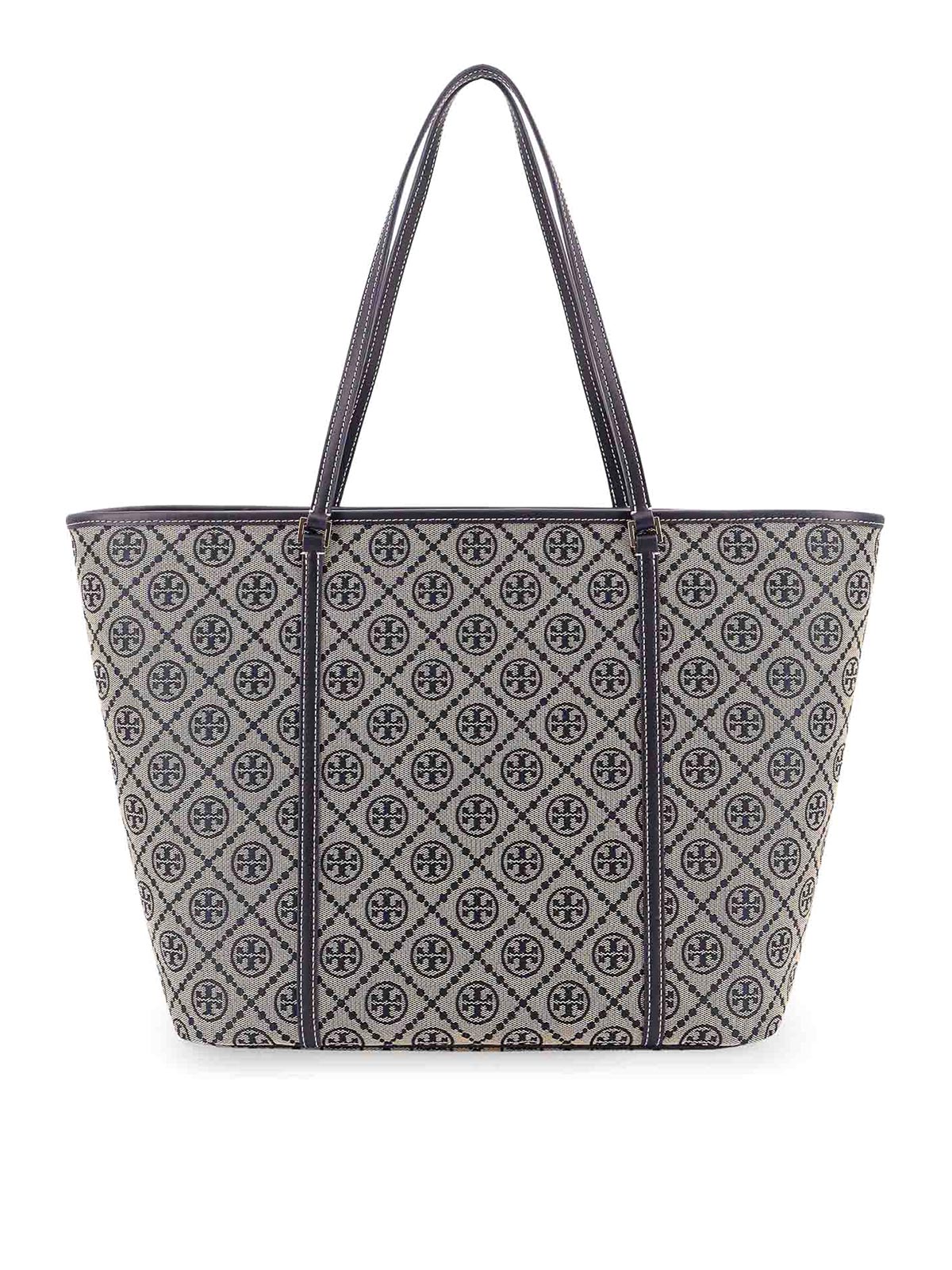 Tory Burch T Monogram Zippered Shopping Bag In Blue