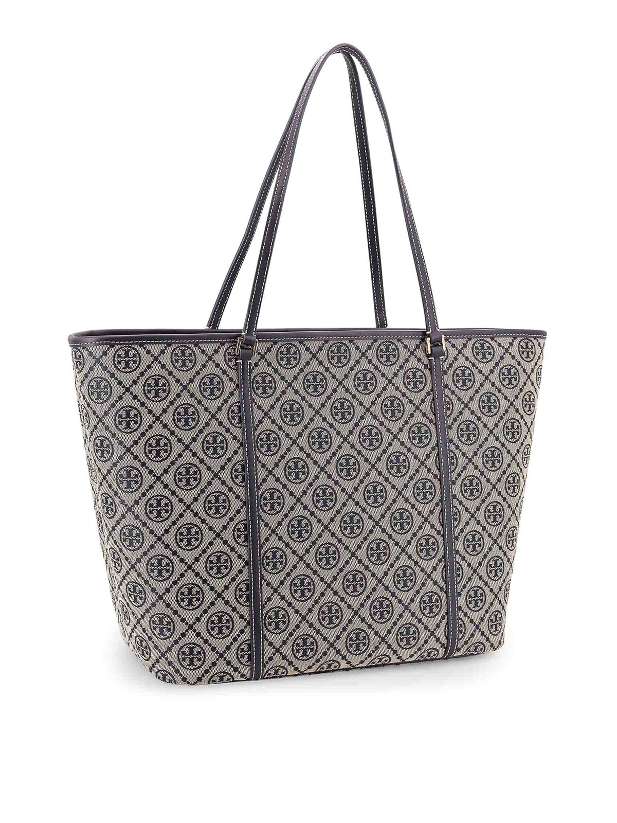 Tory Burch T Monogram Zippered Shopping Bag In Blue