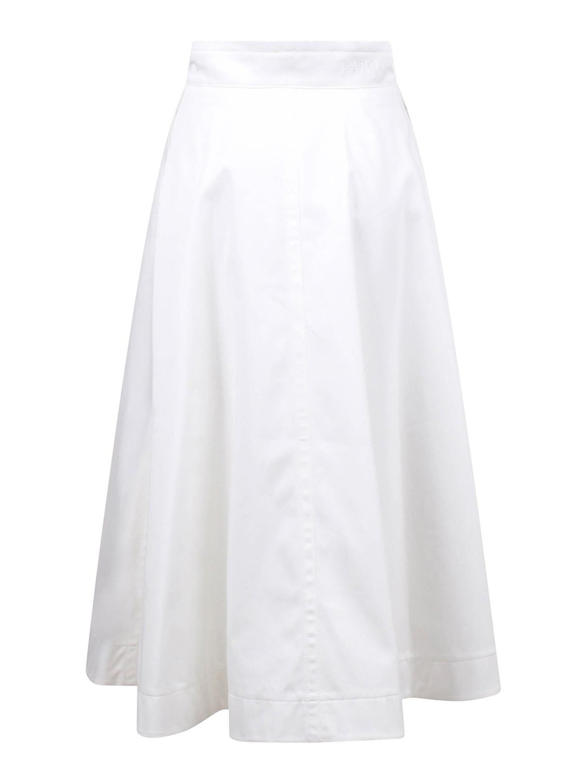 Patou Long Flashed Skirt In Organic Gabardine