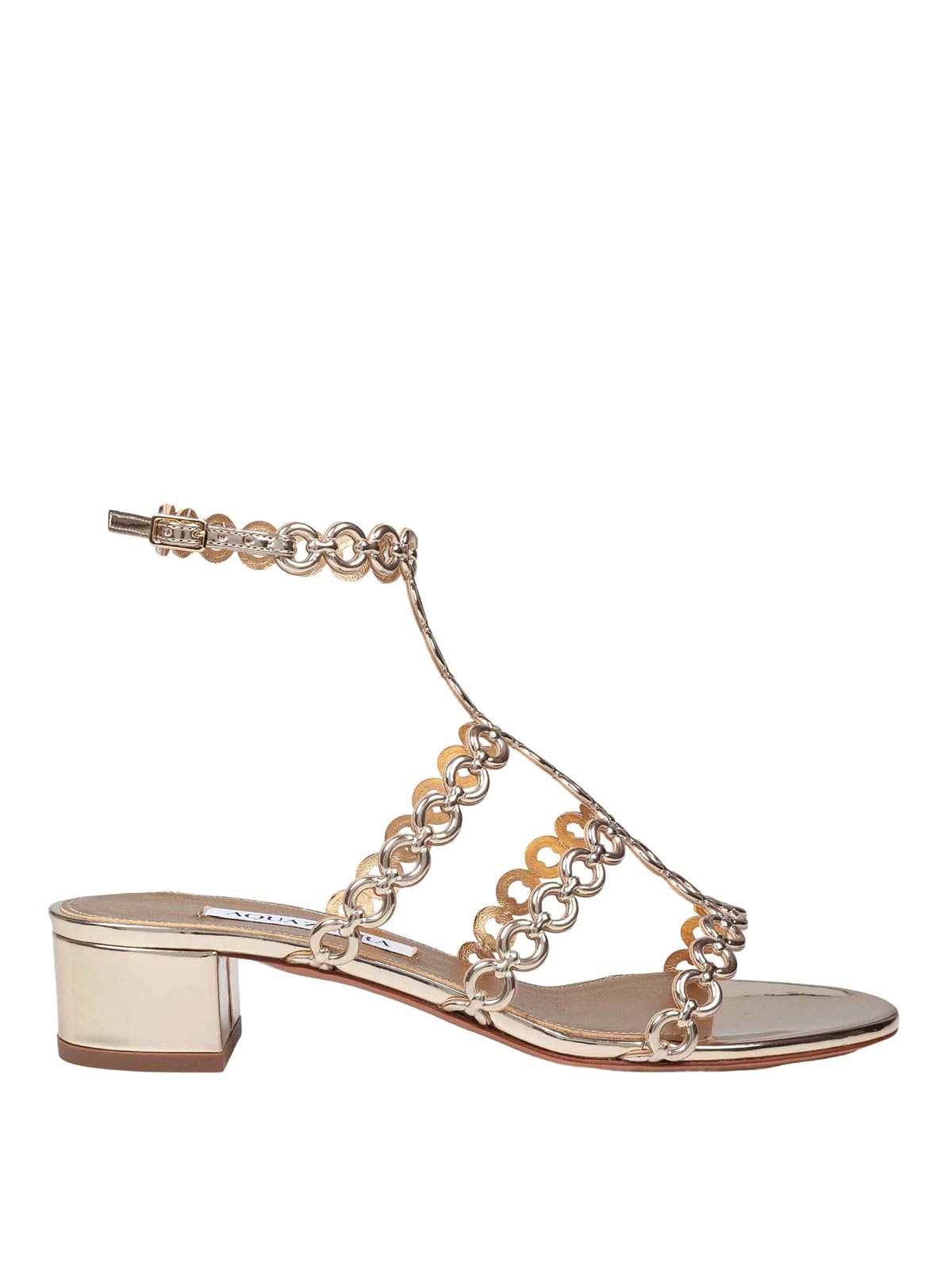 Aquazzura Infinity Chain Sandal In Mirrored Leather