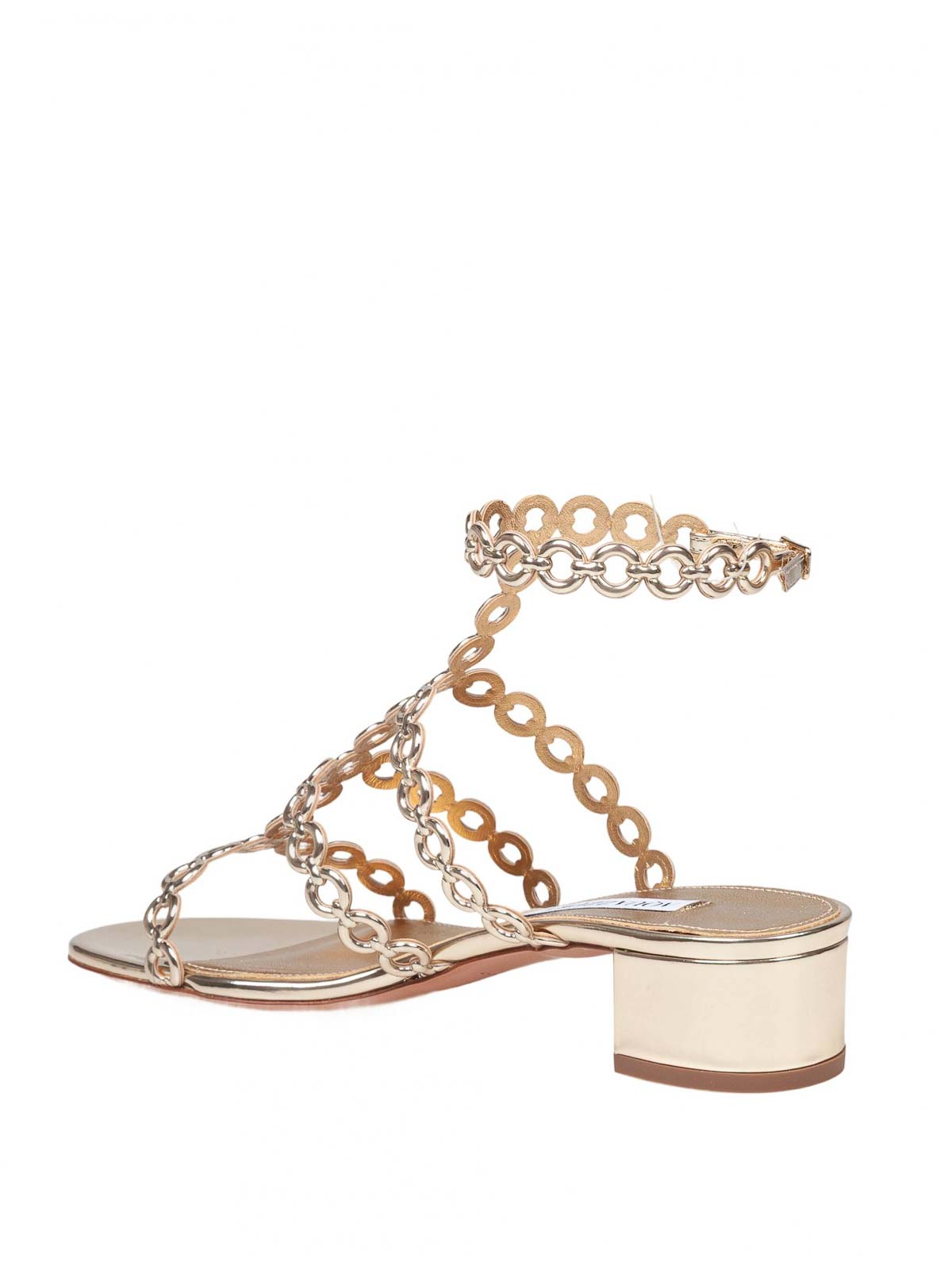 Aquazzura Infinity Chain Sandal In Mirrored Leather