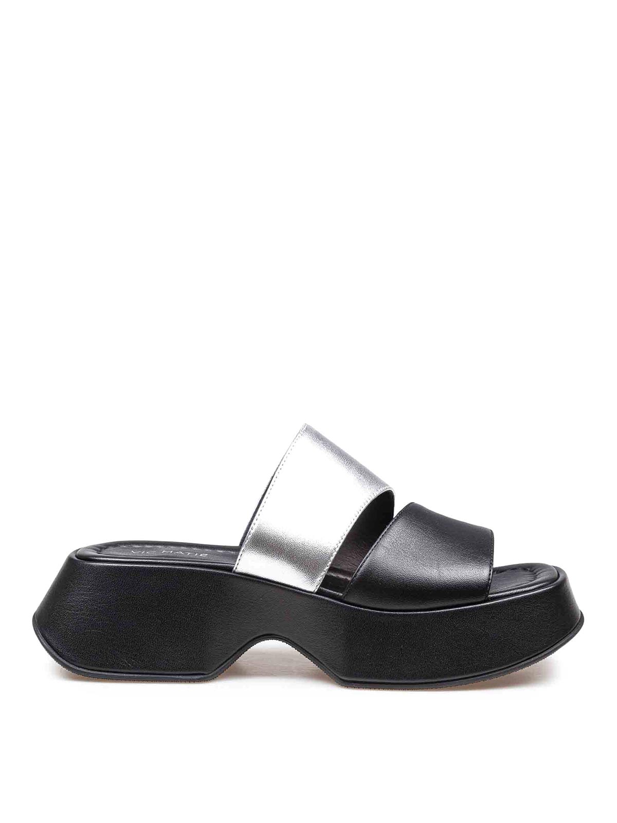 VIC MATIE MINI YOKO SANDAL IN BLACK AND SILVER COLOR
