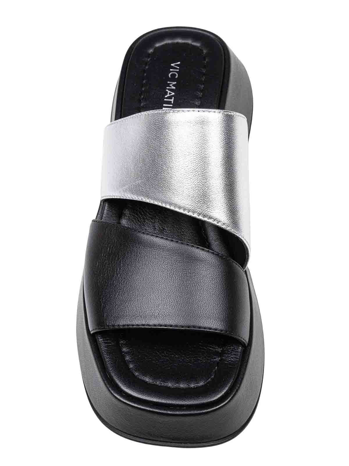VIC MATIE MINI YOKO SANDAL IN BLACK AND SILVER COLOR
