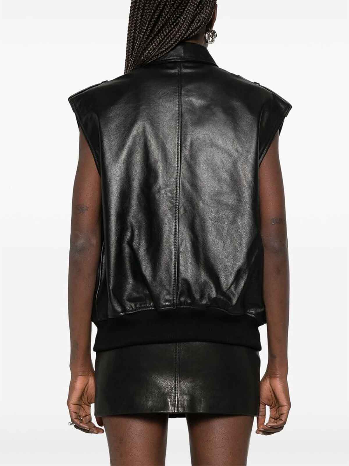 Shop Anine Bing Abrigo De Cuero - Negro