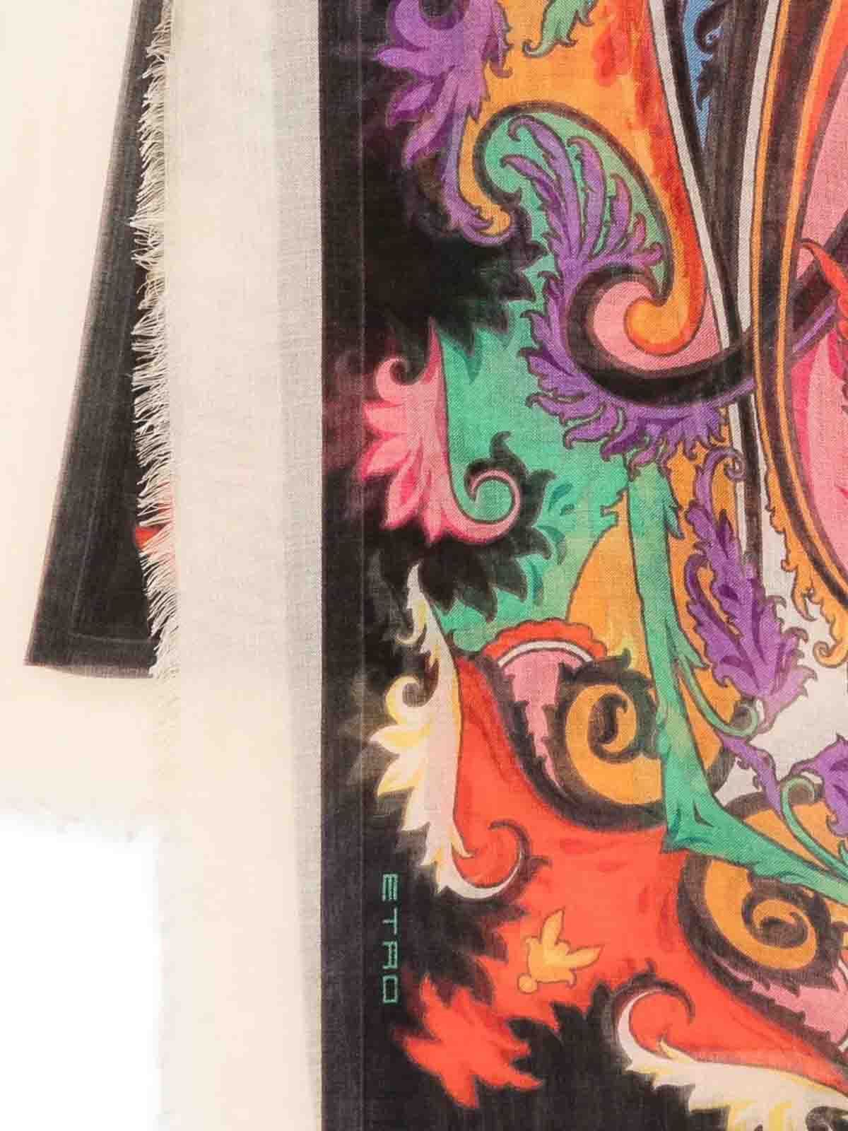Etro Floral Printed Frayed Edge Scarf