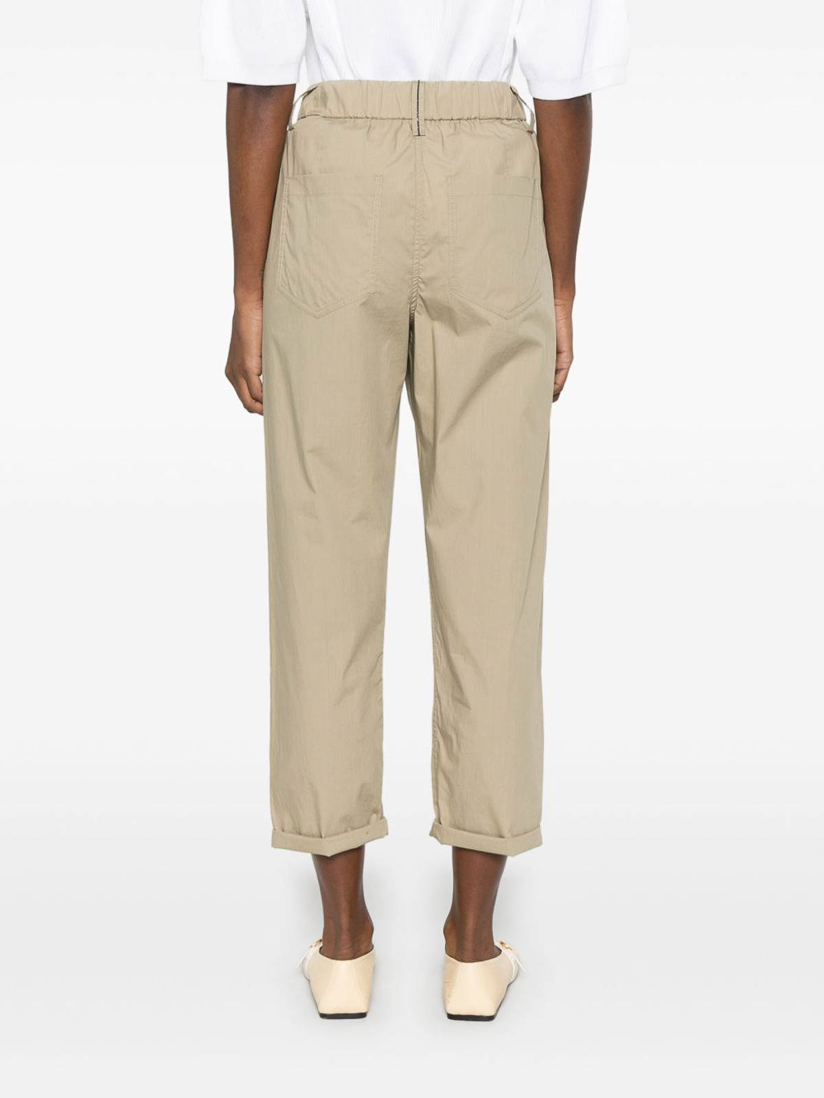 Brunello Cucinelli Women Lightweight Poplin Five-pocket Track Pants With Monili