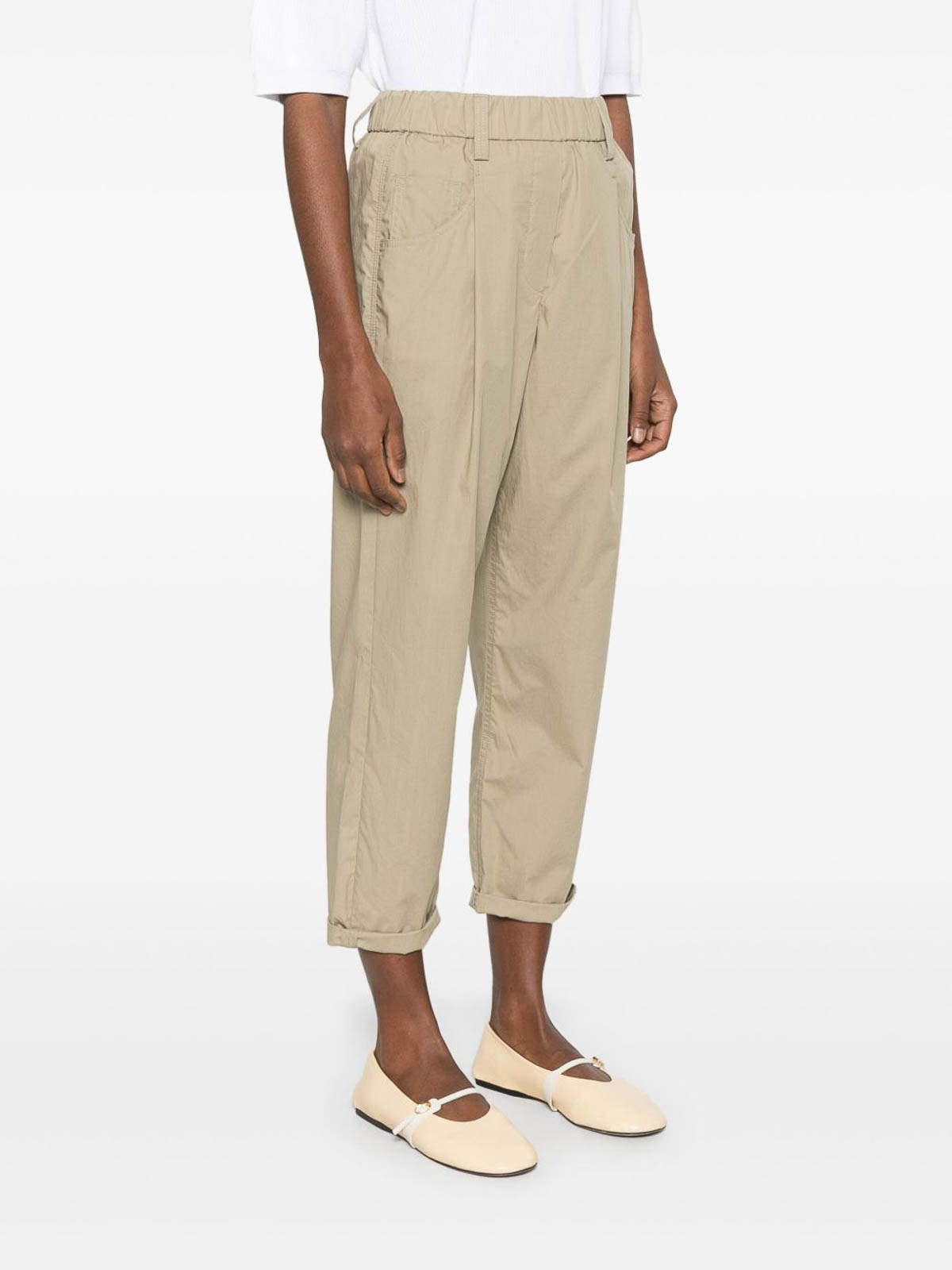 Brunello Cucinelli Women Lightweight Poplin Five-pocket Track Pants With Monili
