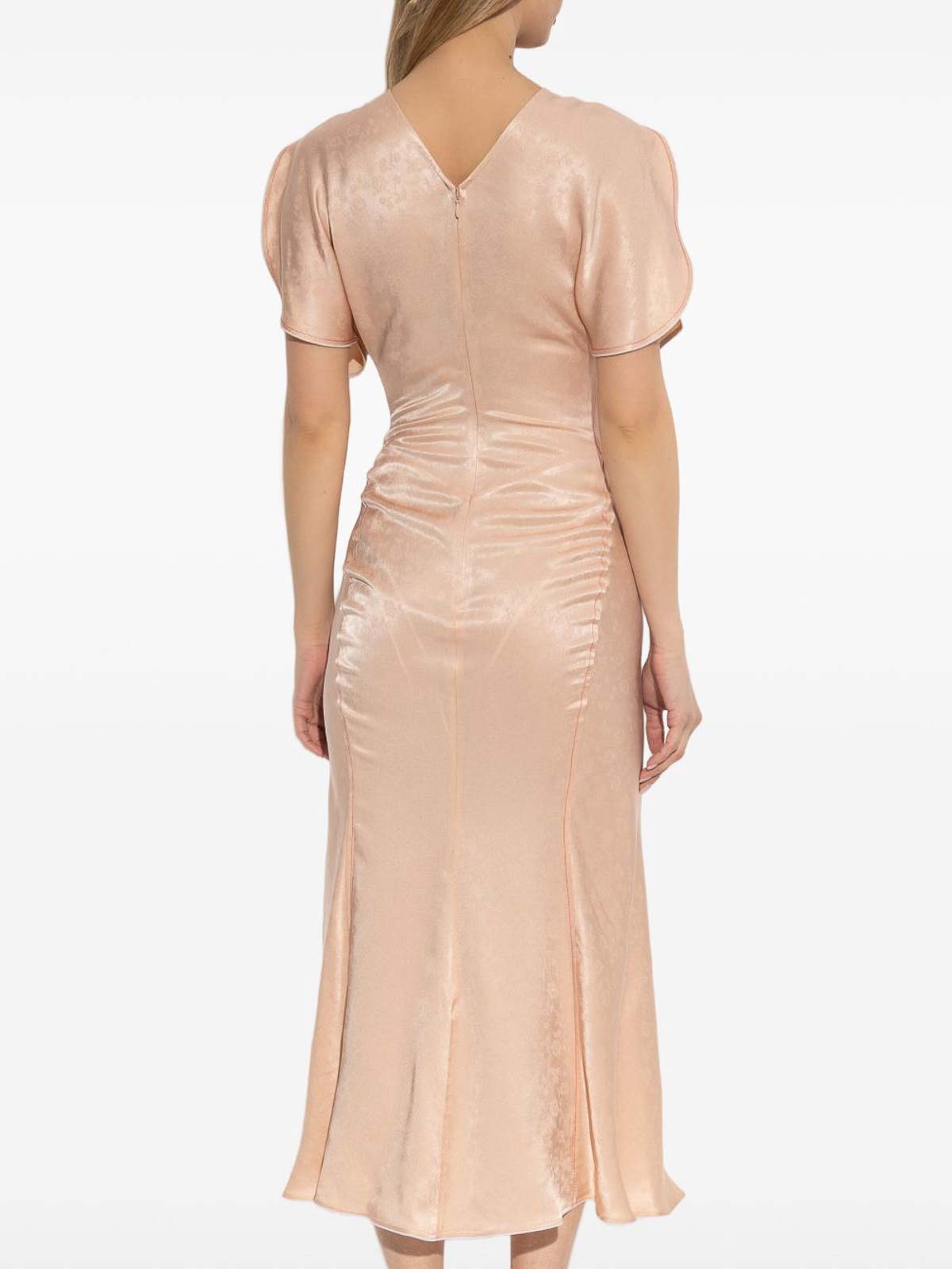 Victoria Beckham Light Pink Damask Dress With Gathering