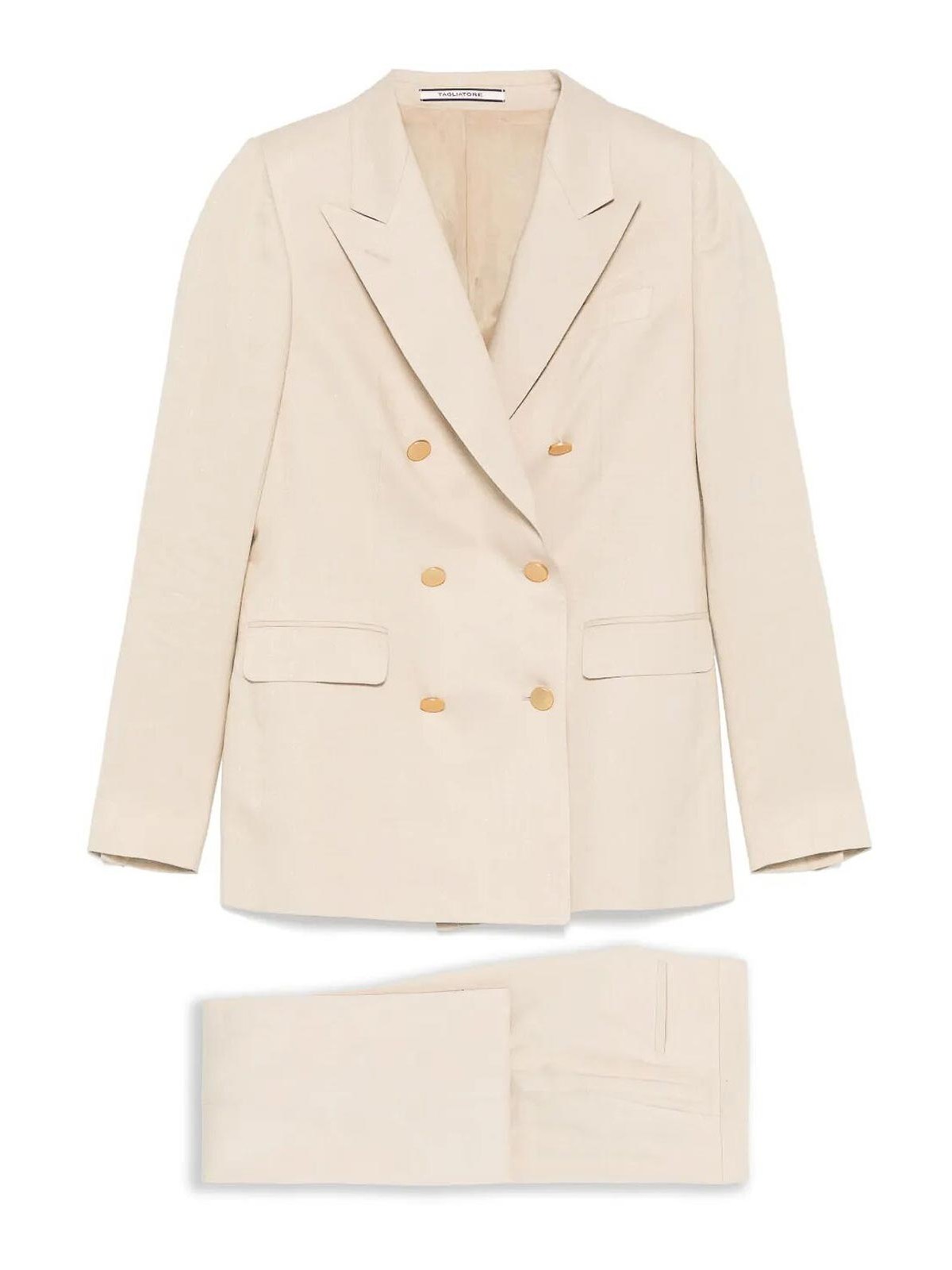 Tagliatore Linen Double-breasted Suit In Taupe