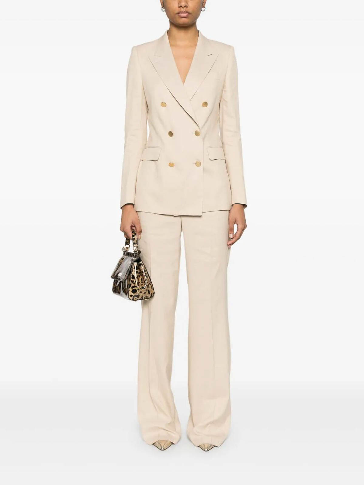 Tagliatore Linen Double-breasted Suit In Taupe