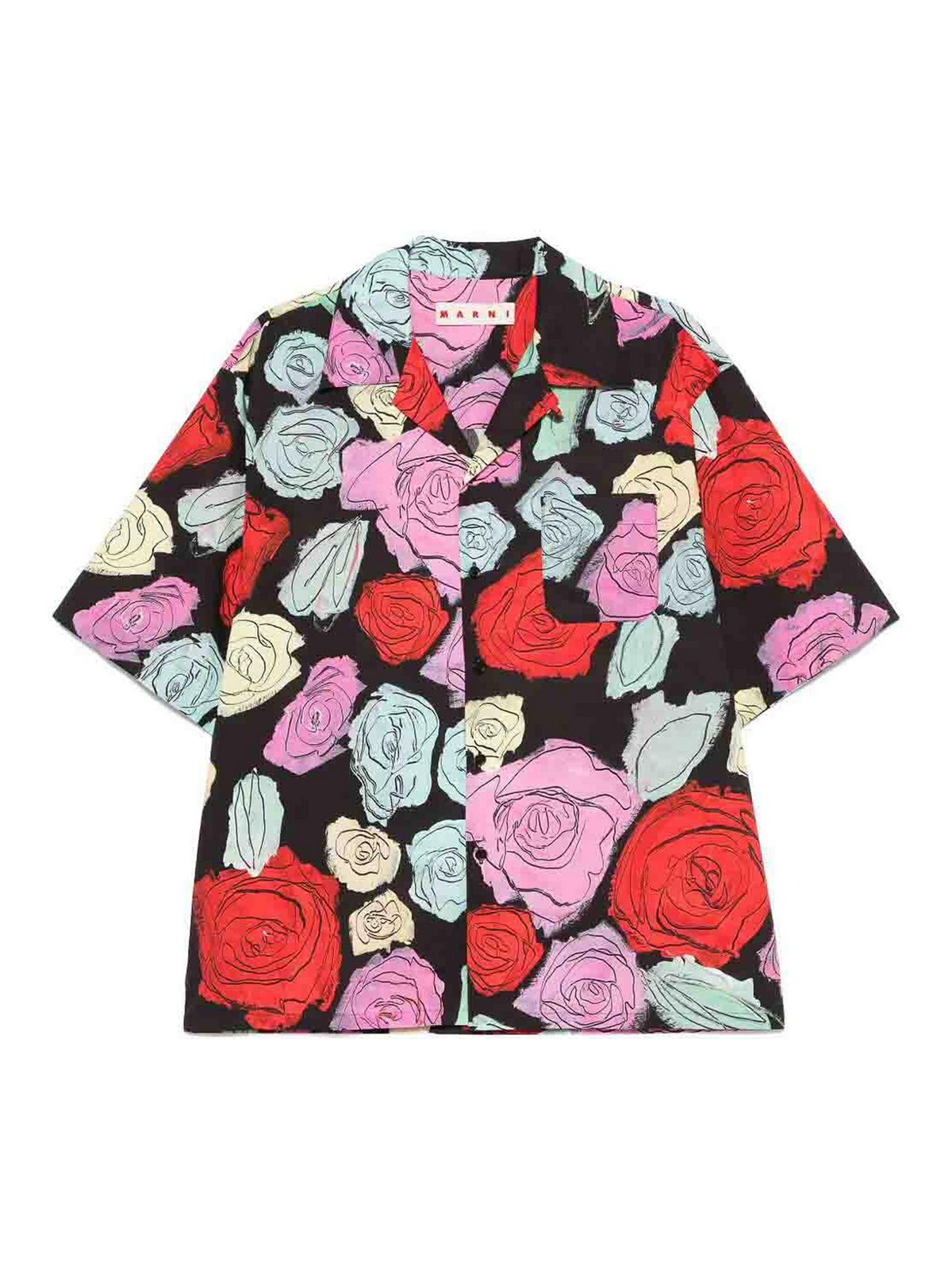 Marni Convertible-collar Floral-print Cotton-poplin Shirt