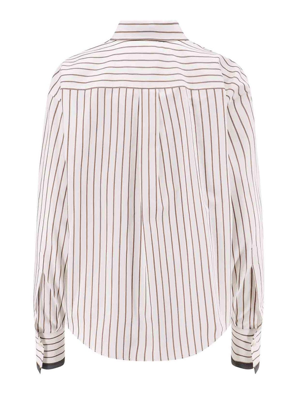 Brunello Cucinelli Striped Cotton Shirt With Monili Detail