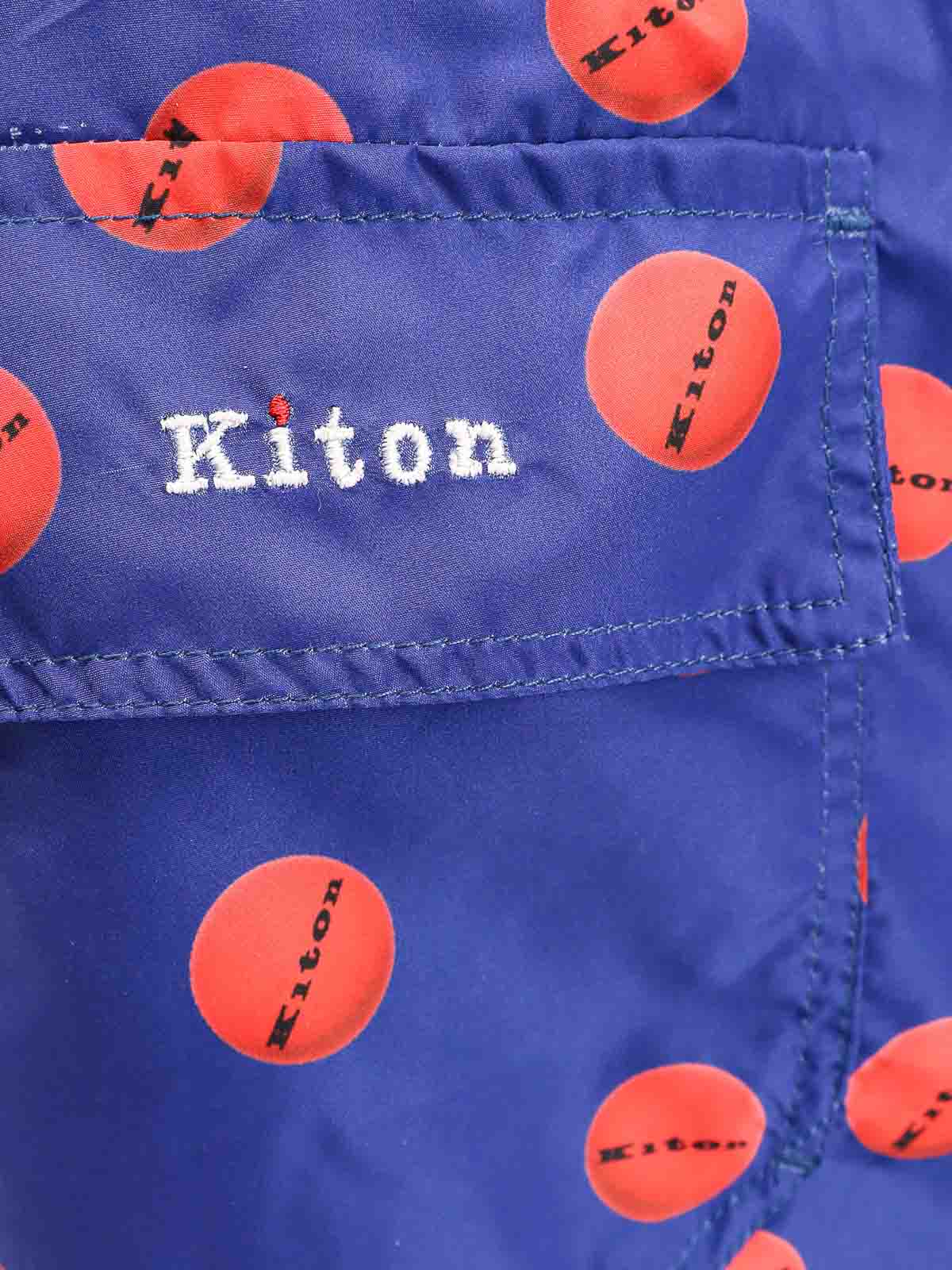 Kiton Nylon Swim Trunk With All-over Print