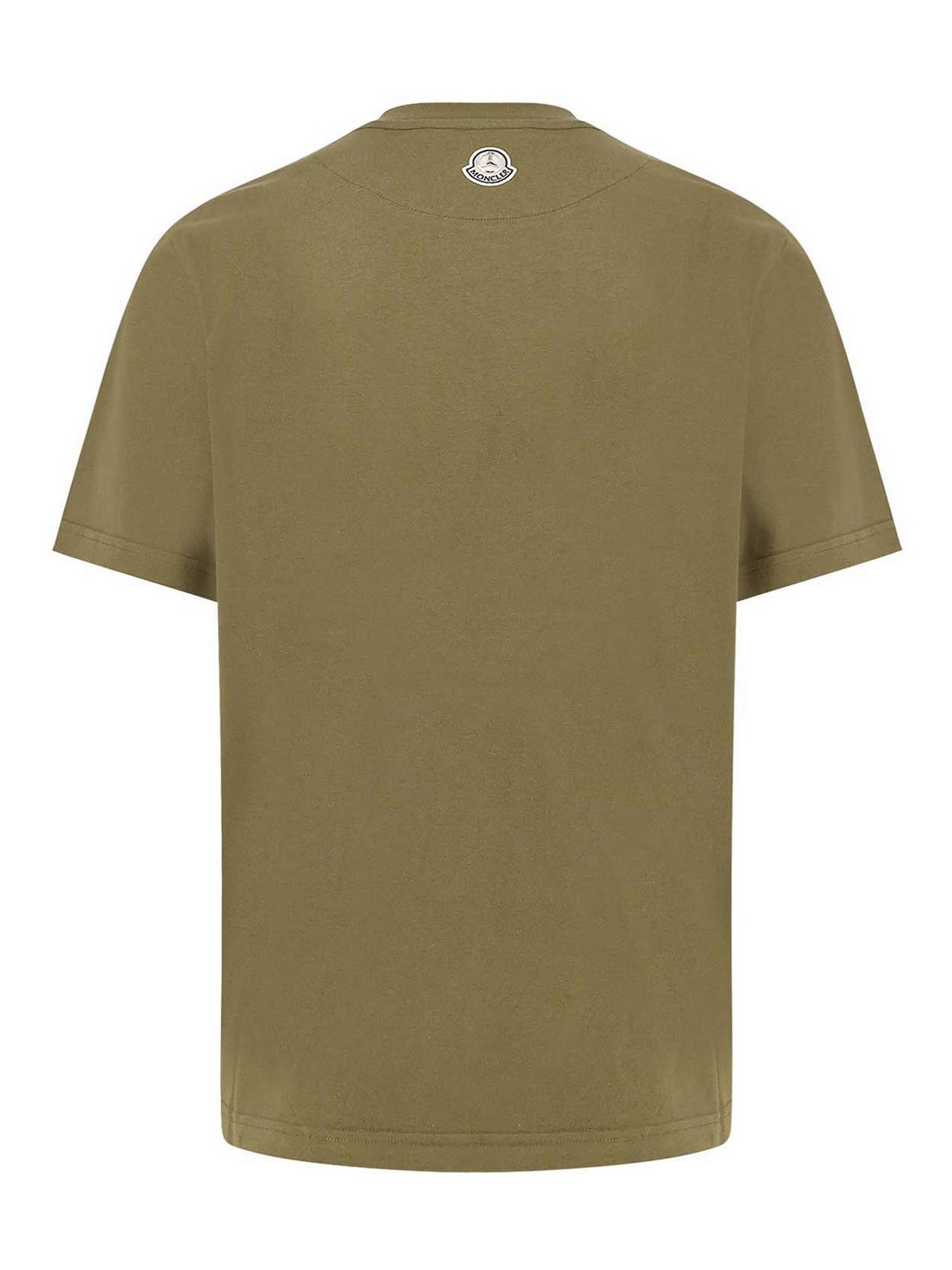 Moncler Turquoise Short Sleeve Tee Featuring Iconic Mercedes-benz Print In Multi