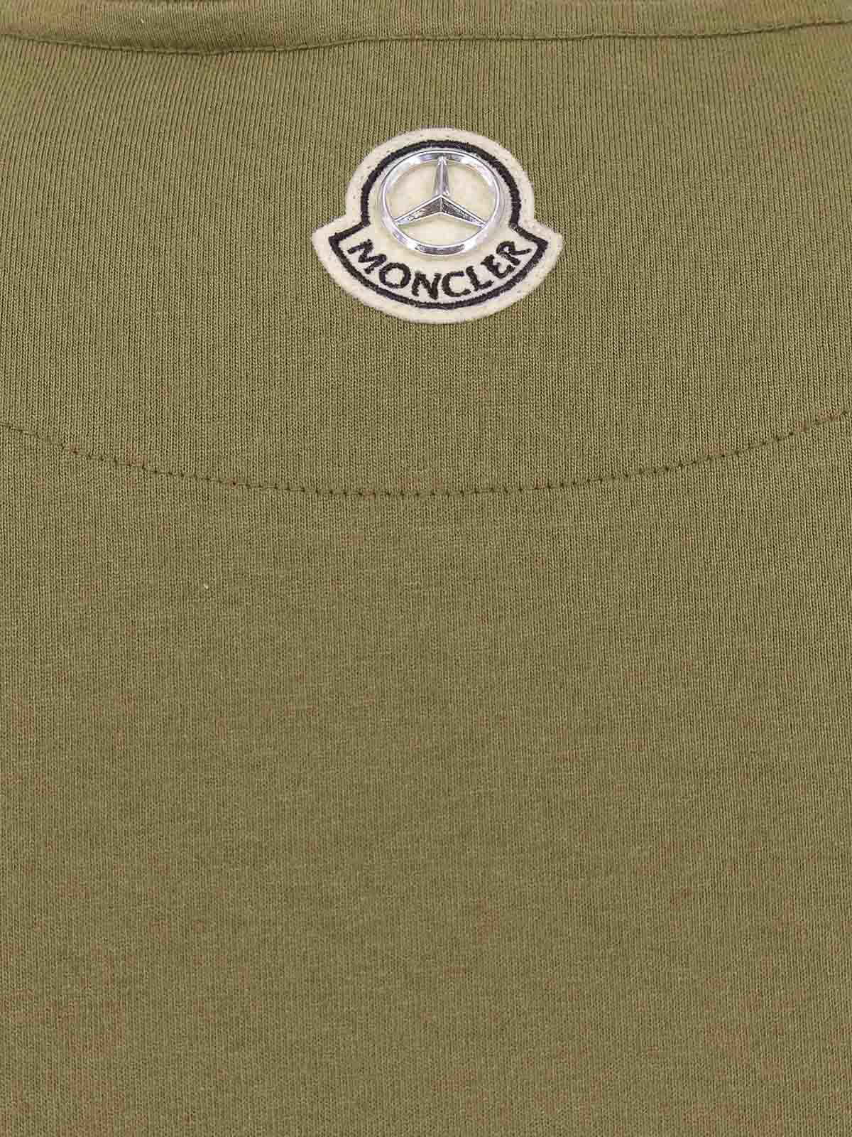 Moncler Turquoise Short Sleeve Tee Featuring Iconic Mercedes-benz Print In Multi
