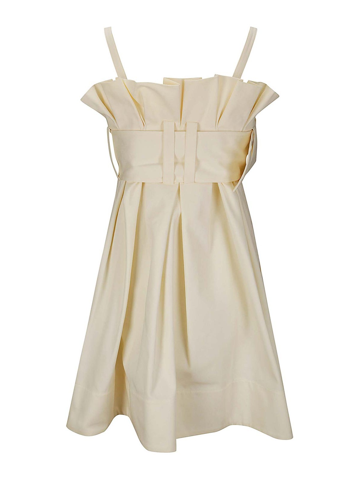 Jw Anderson Short Cotton Dress In Folds In Neutral