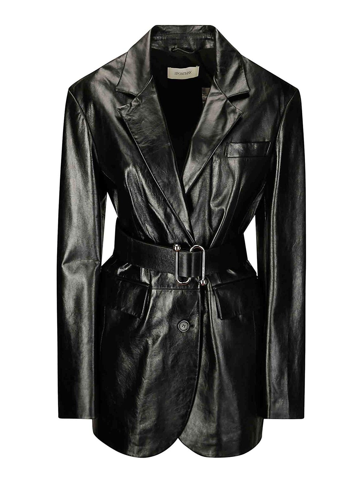 Sportmax Teoria Button-up Belted Jacket In Black