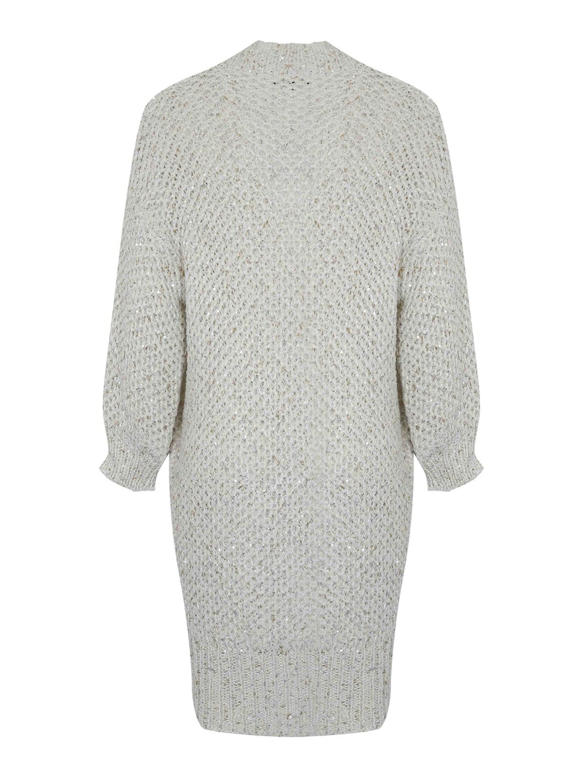 Fay Cotton Cardigan With Sequins In Neutral
