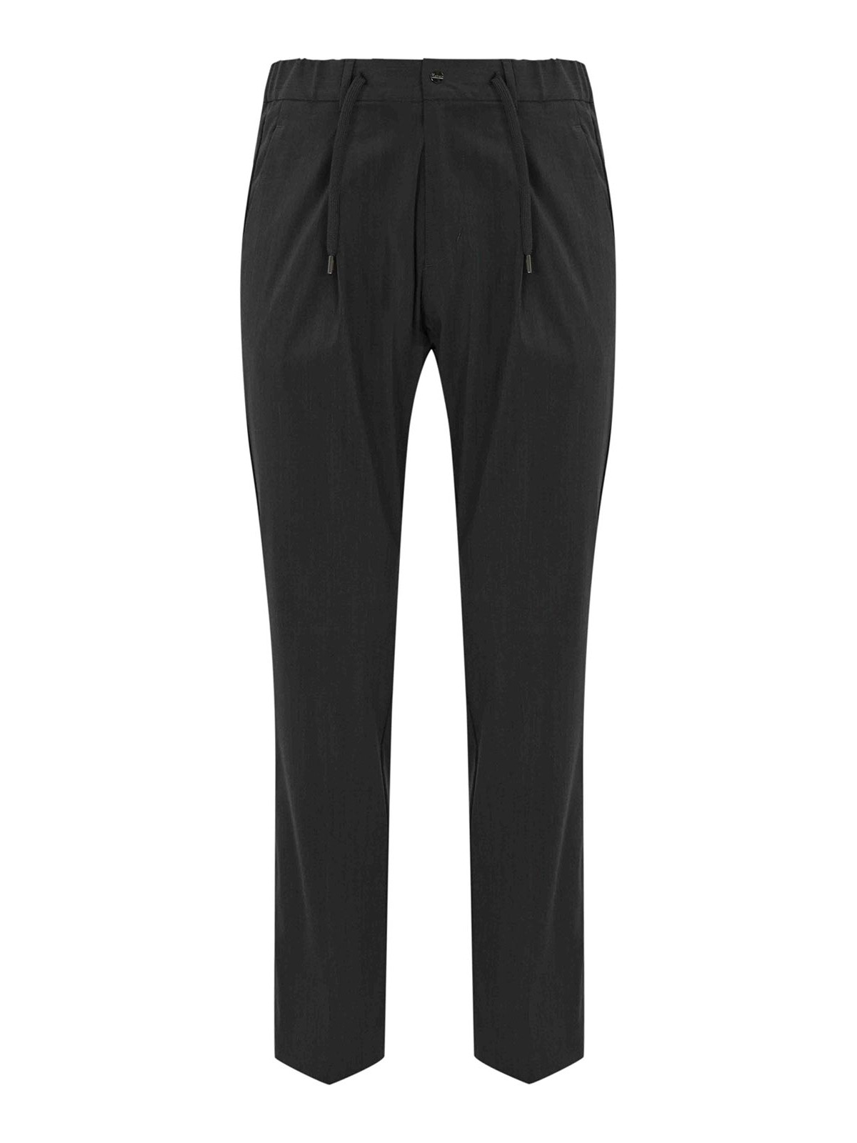 Herno Wool Blend Trousers With Pleats In Black