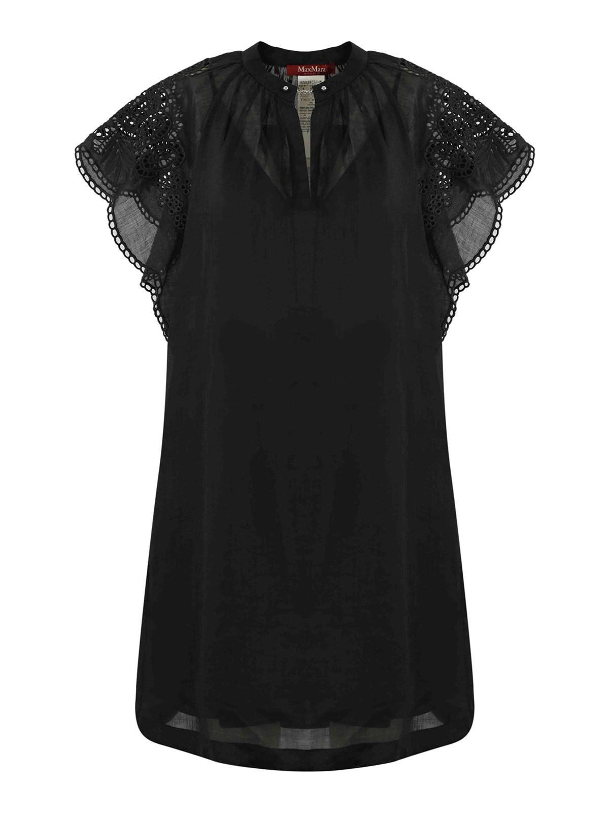 Max Mara Astor Short Dress In Ramie Canvas In Black