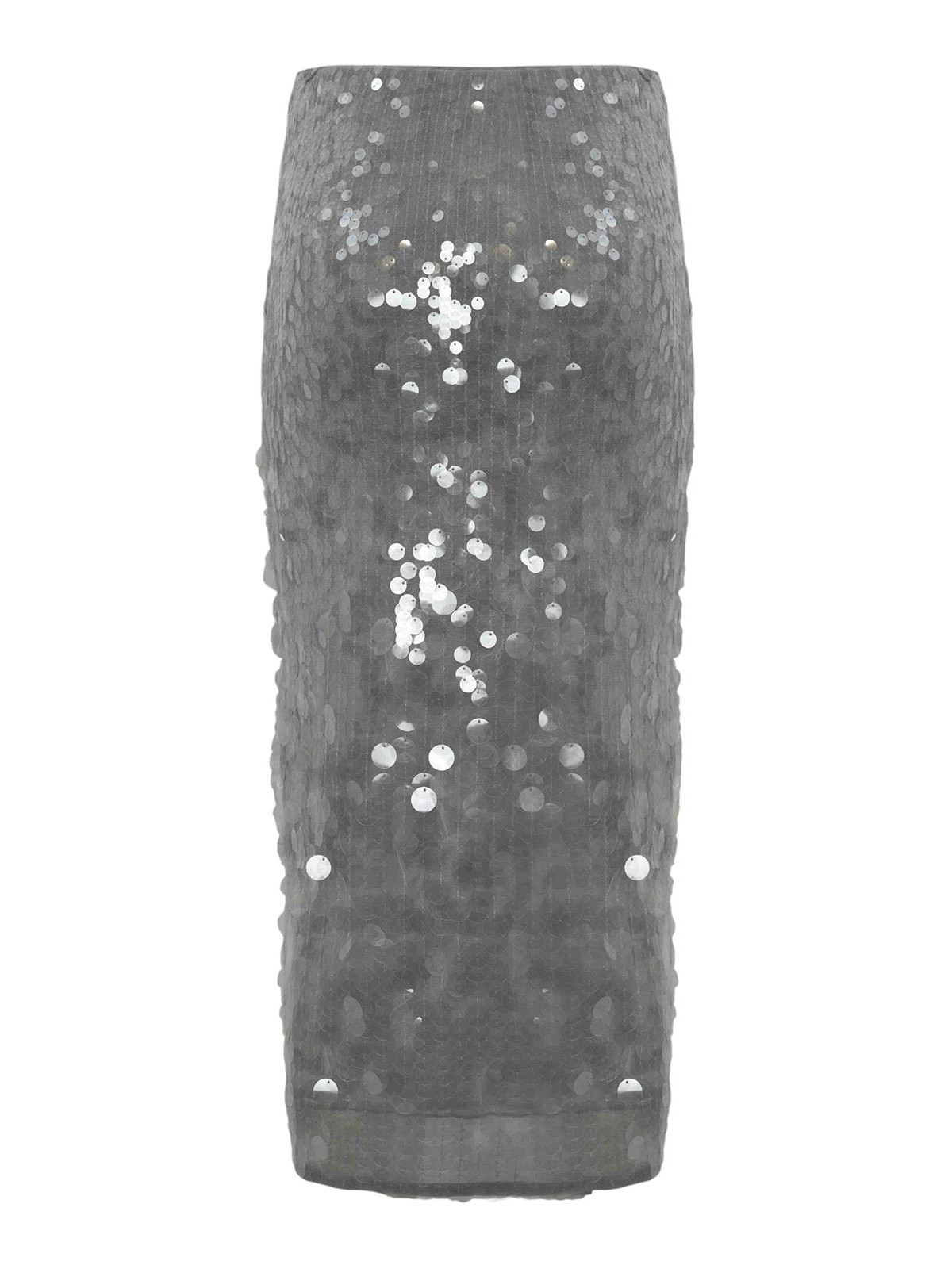 Patrizia Pepe Sequin Midi Skirt In Gray