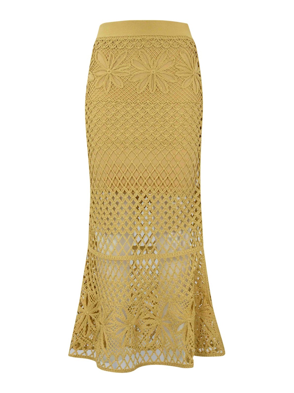 Pinko Openwork Skirt In Yellow