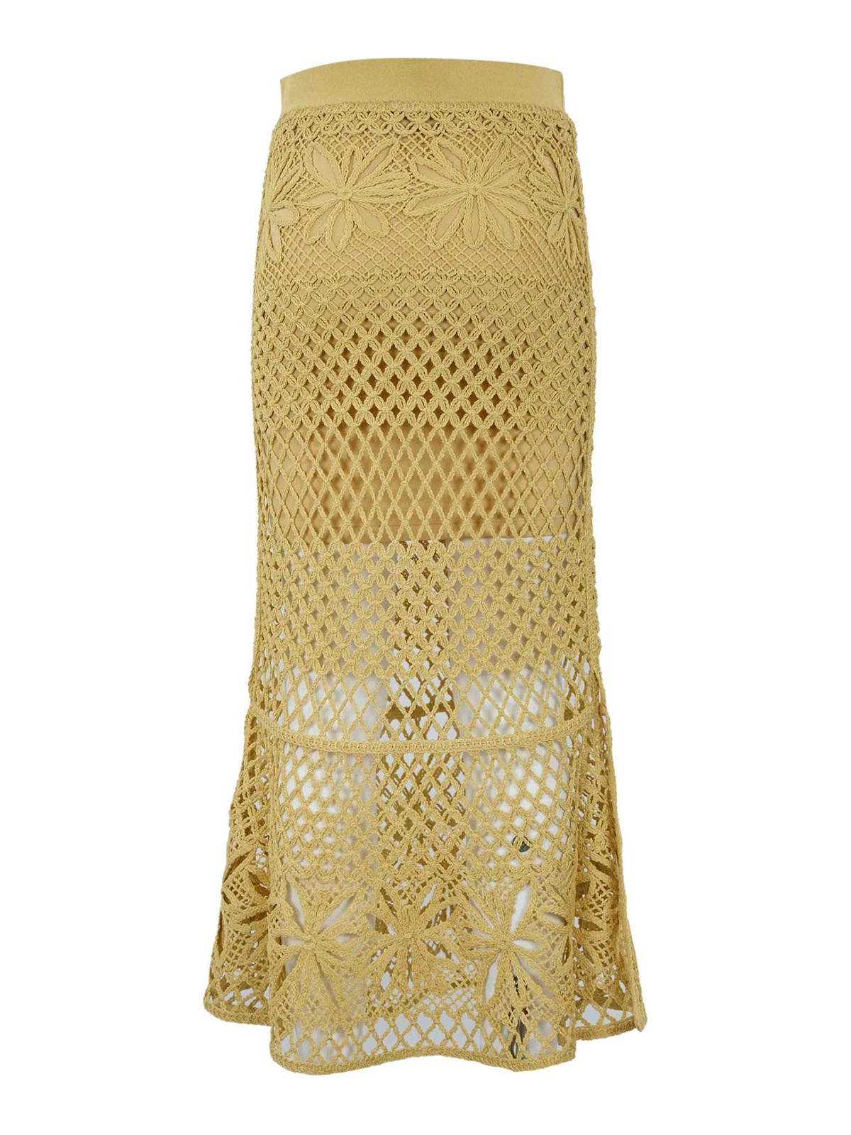 Pinko Openwork Skirt In Yellow