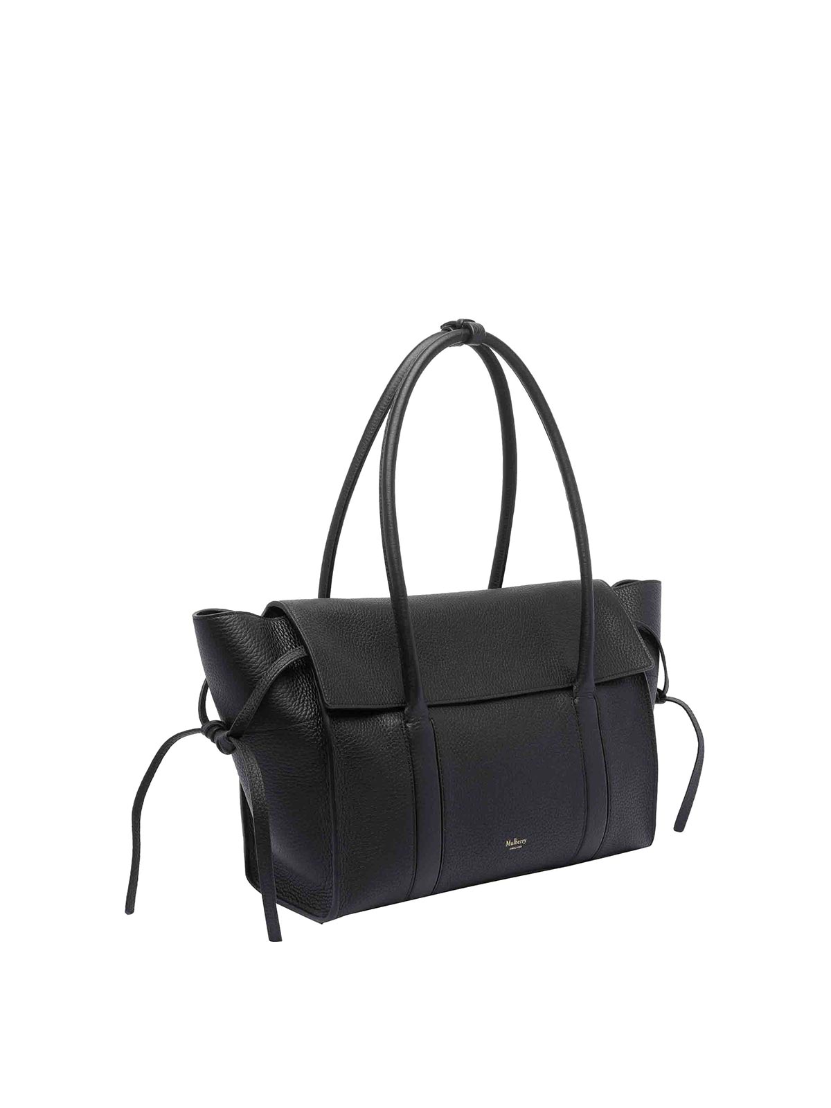Mulberry Babyswater Textured Leather Shoulder Bag With Side Ties In Black