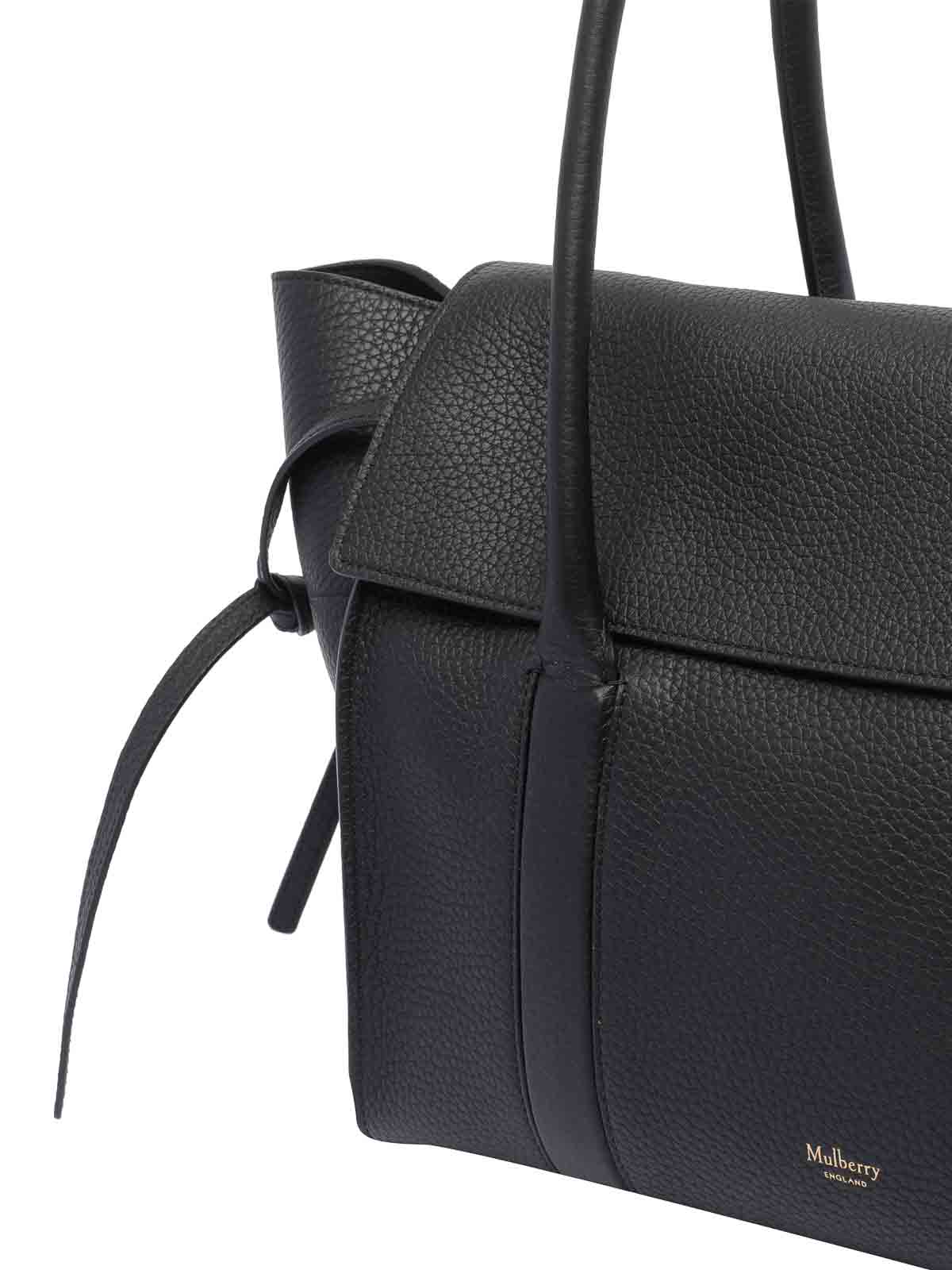 Mulberry Babyswater Textured Leather Shoulder Bag With Side Ties In Black