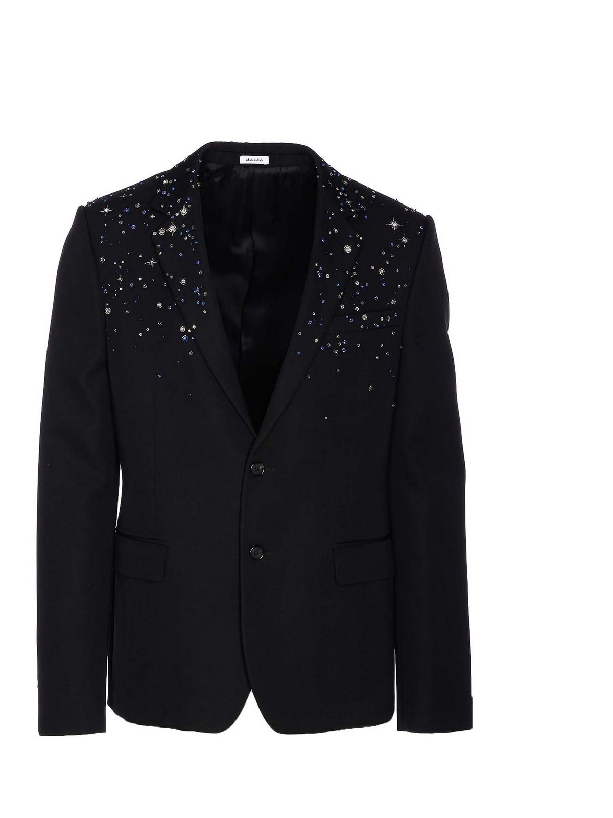 Alexander Mcqueen Single Breasted Crystal Embellished Jacket In Black