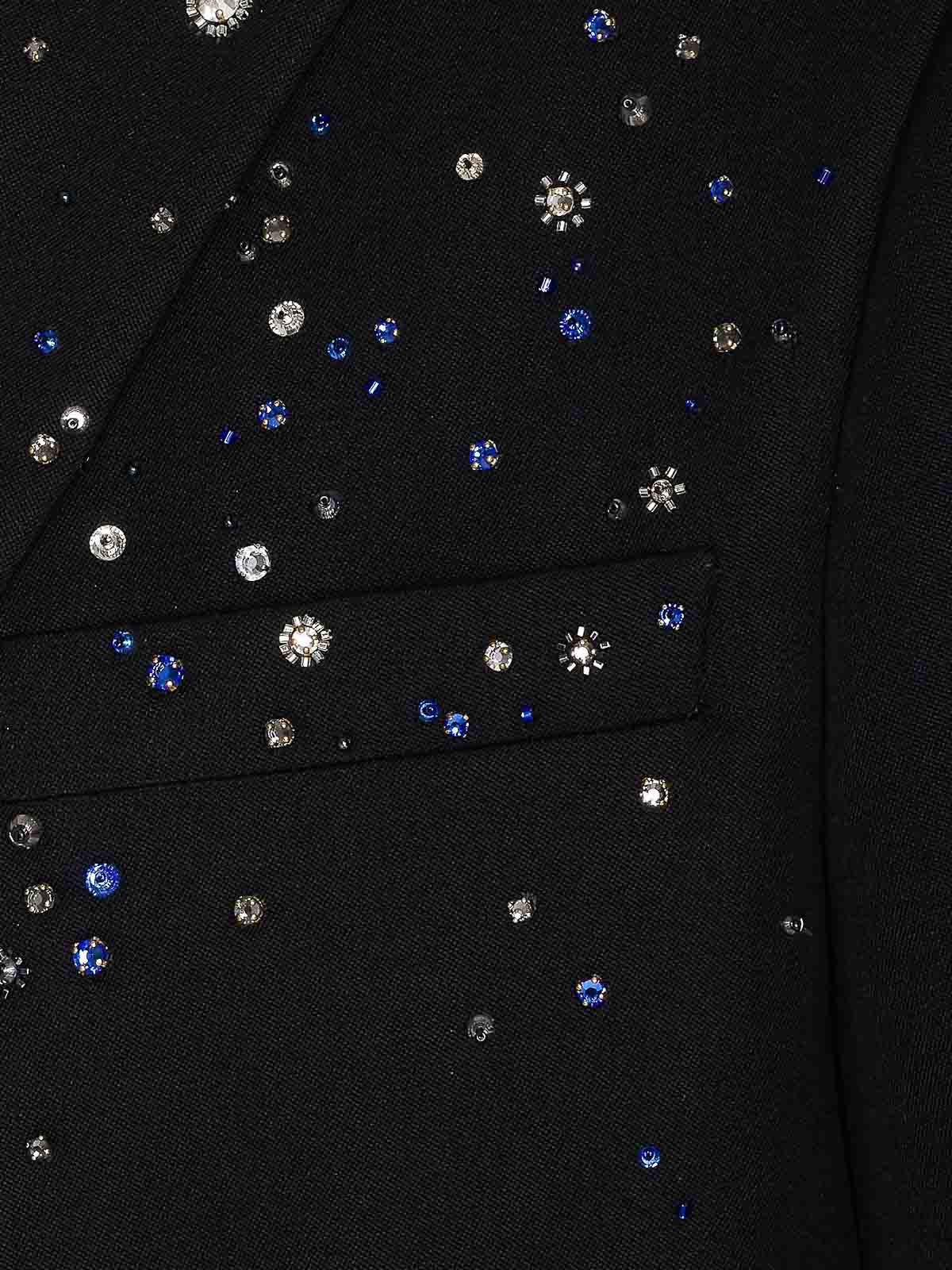 Alexander Mcqueen Single Breasted Crystal Embellished Jacket In Black