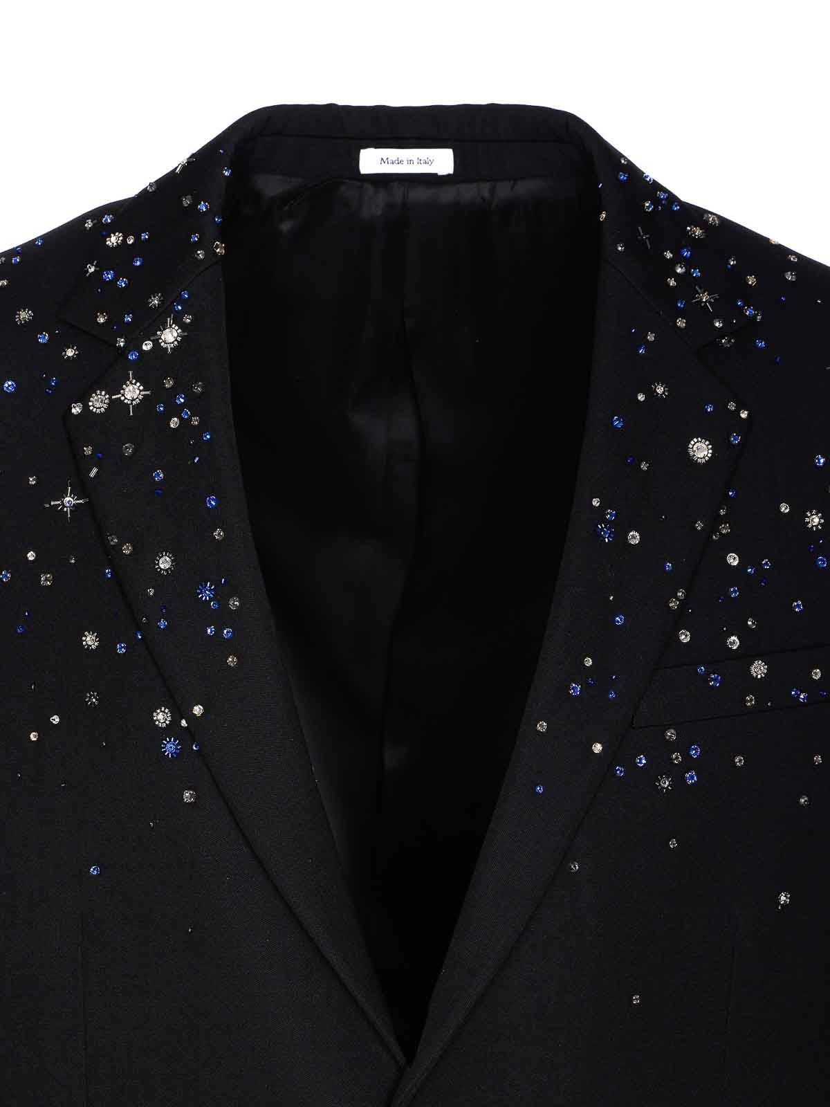 Alexander Mcqueen Single Breasted Crystal Embellished Jacket In Black