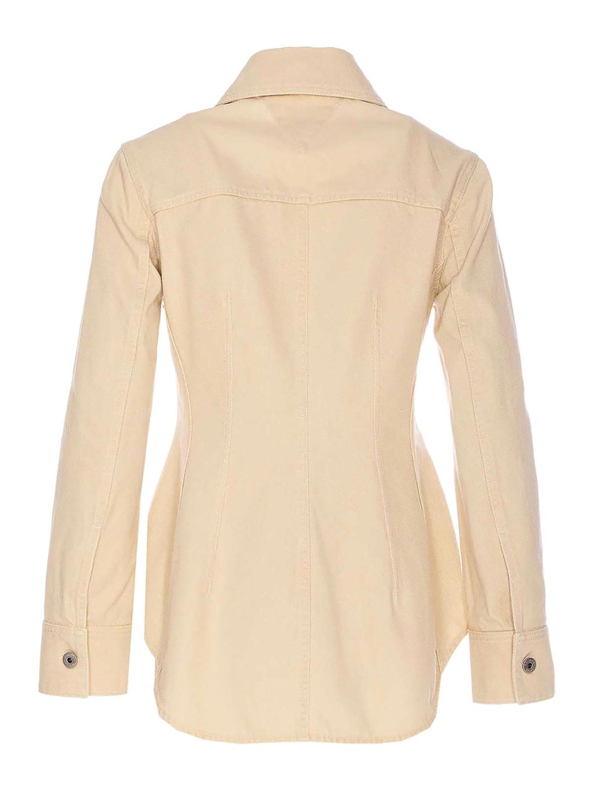 Bottega Veneta Long Sleeves Pointed Collar Jacket With Front Pocket In Yellow
