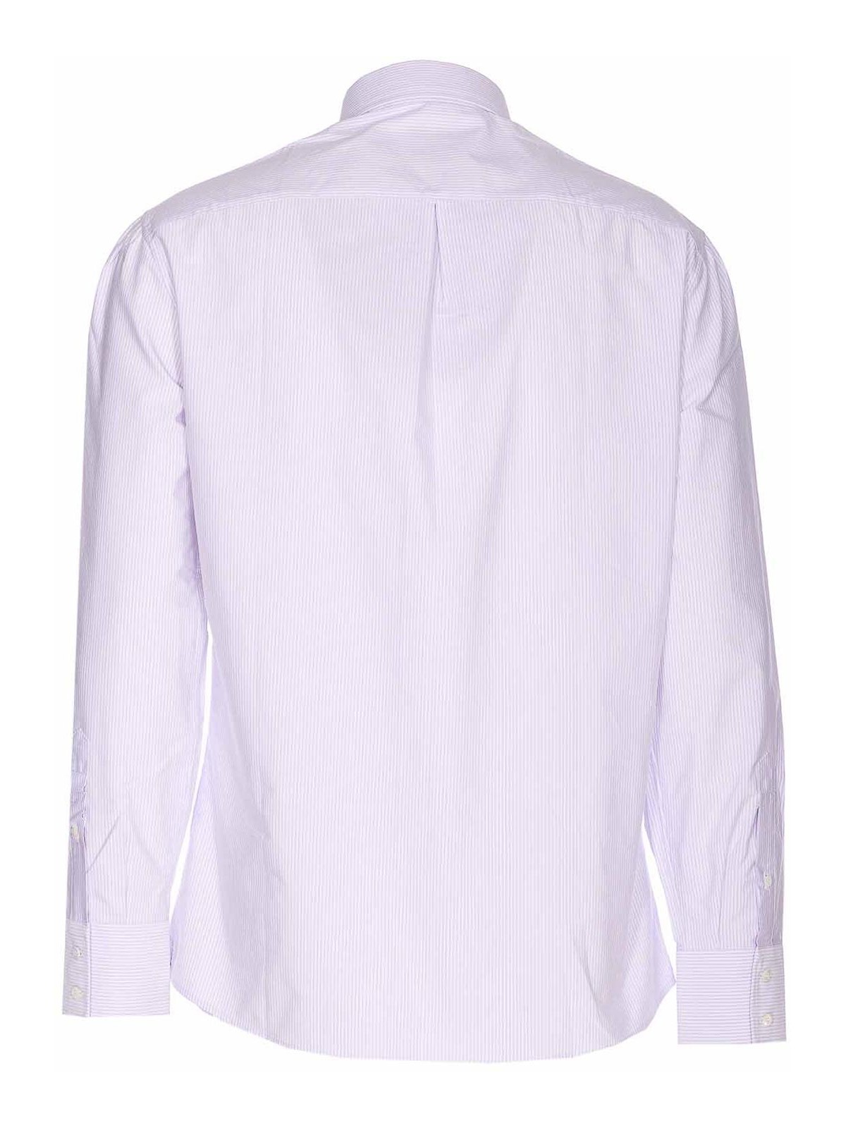 Brunello Cucinelli Striped Shirt With Long Sleeves And Regular Collar In Purple