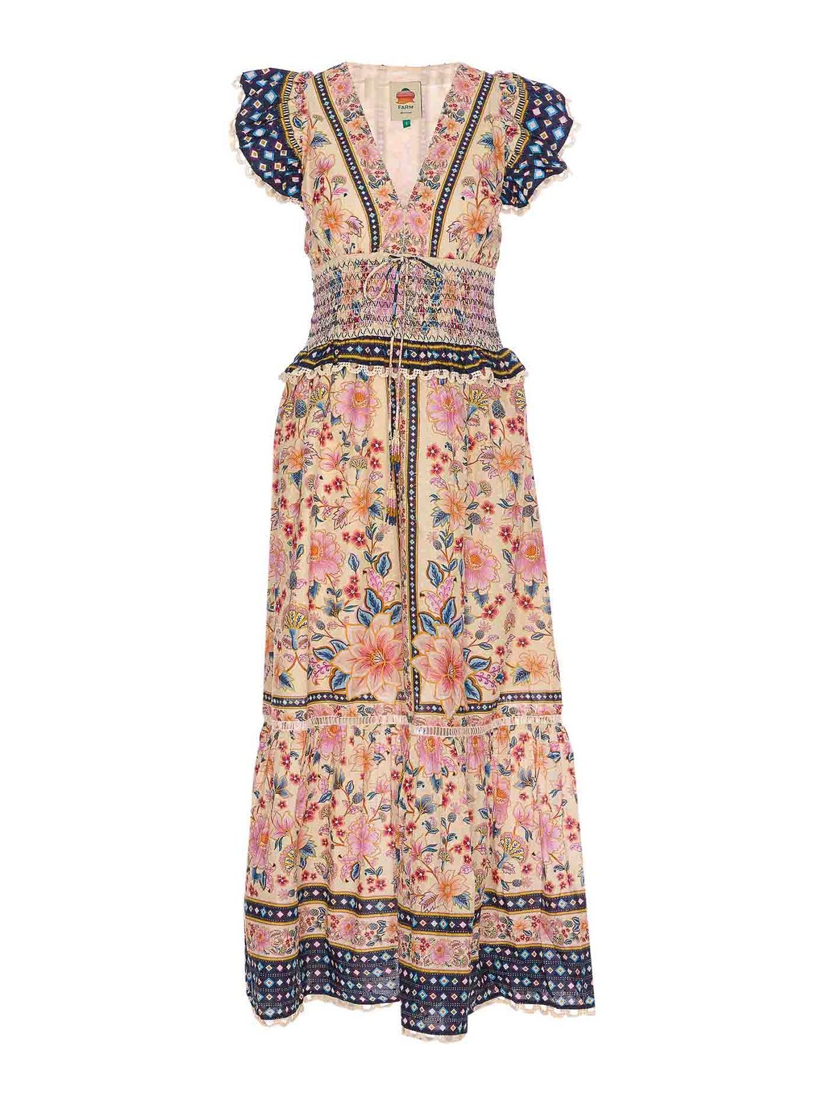 Farm Rio Cream Superbloom Dress In Multi