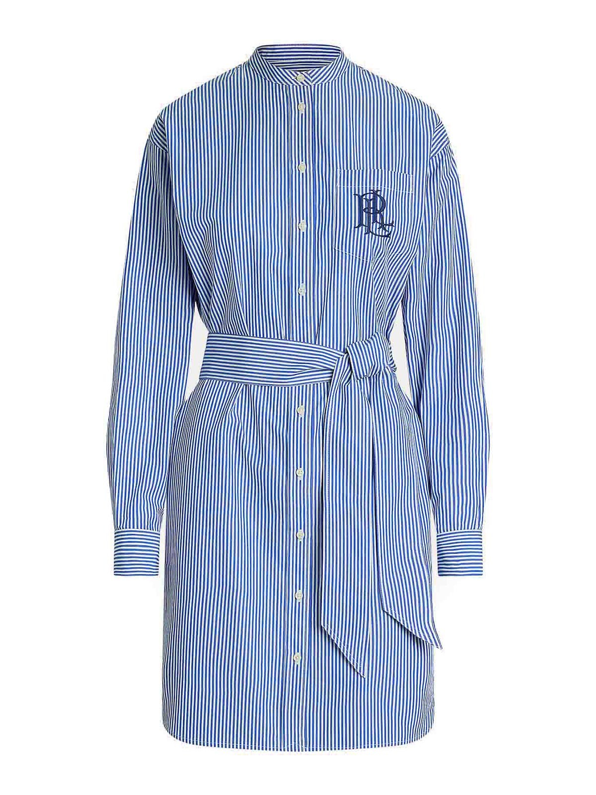Ralph Lauren Kinley Long Sleeve Day Dress In Blue