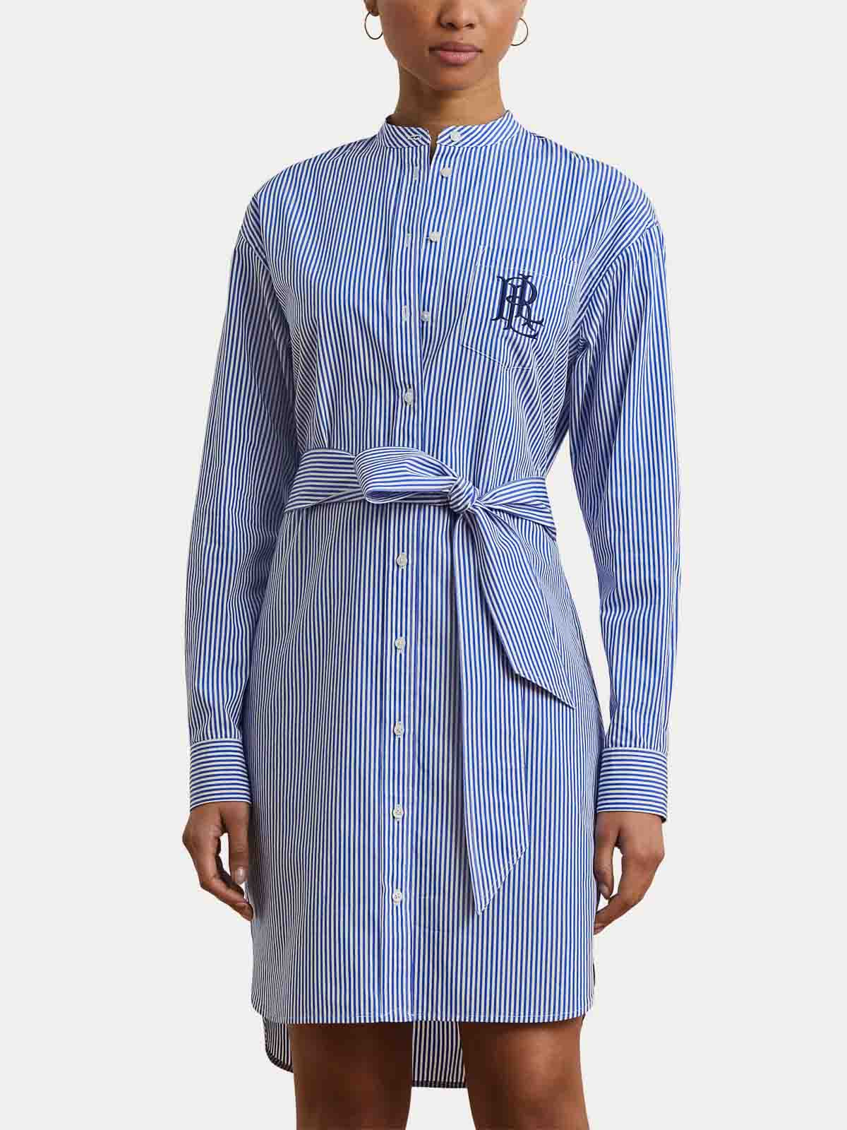 Ralph Lauren Kinley Long Sleeve Day Dress In Blue