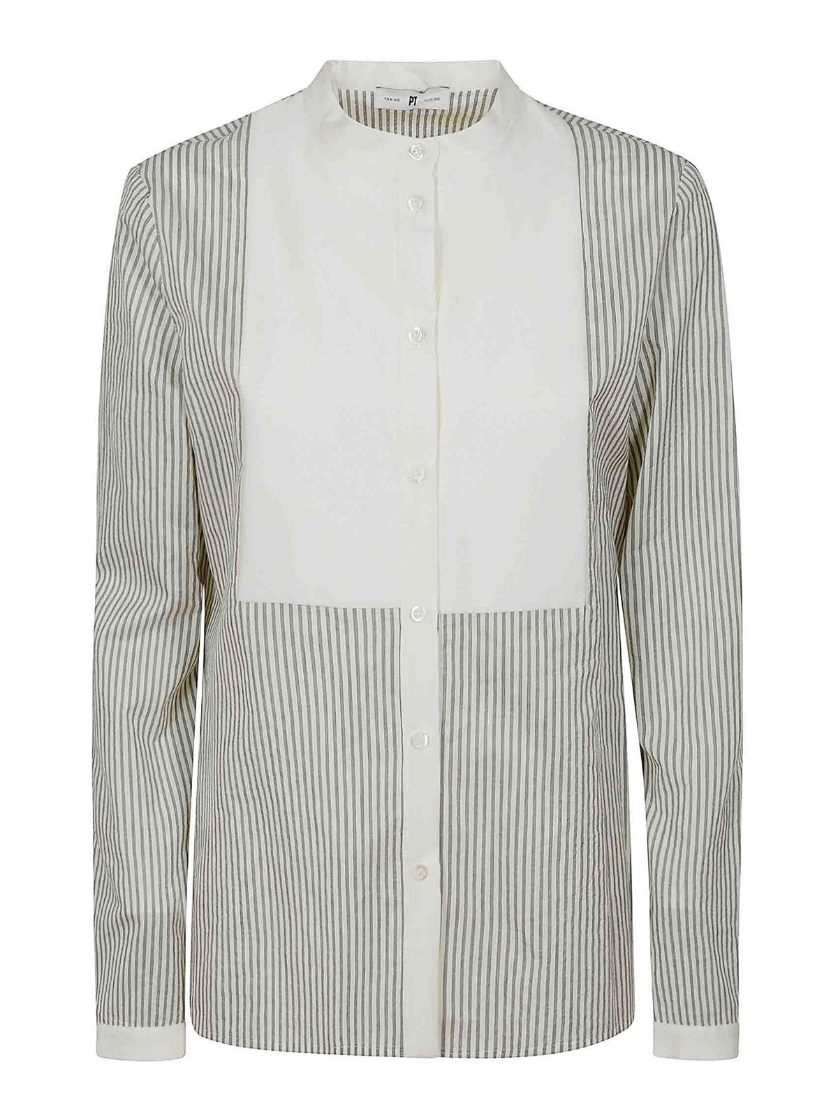 Pt Torino Tailored Cotton Shirt With Striped