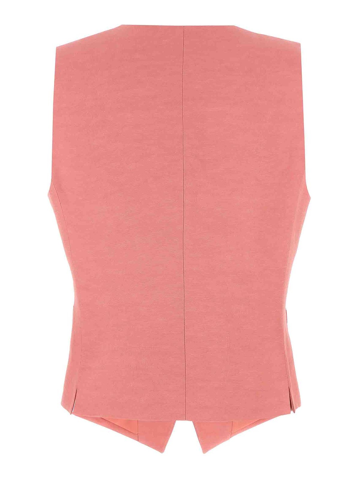 Alberto Biani Linen And Viscose Blend Vest With V-neck And Button Closure In Pink