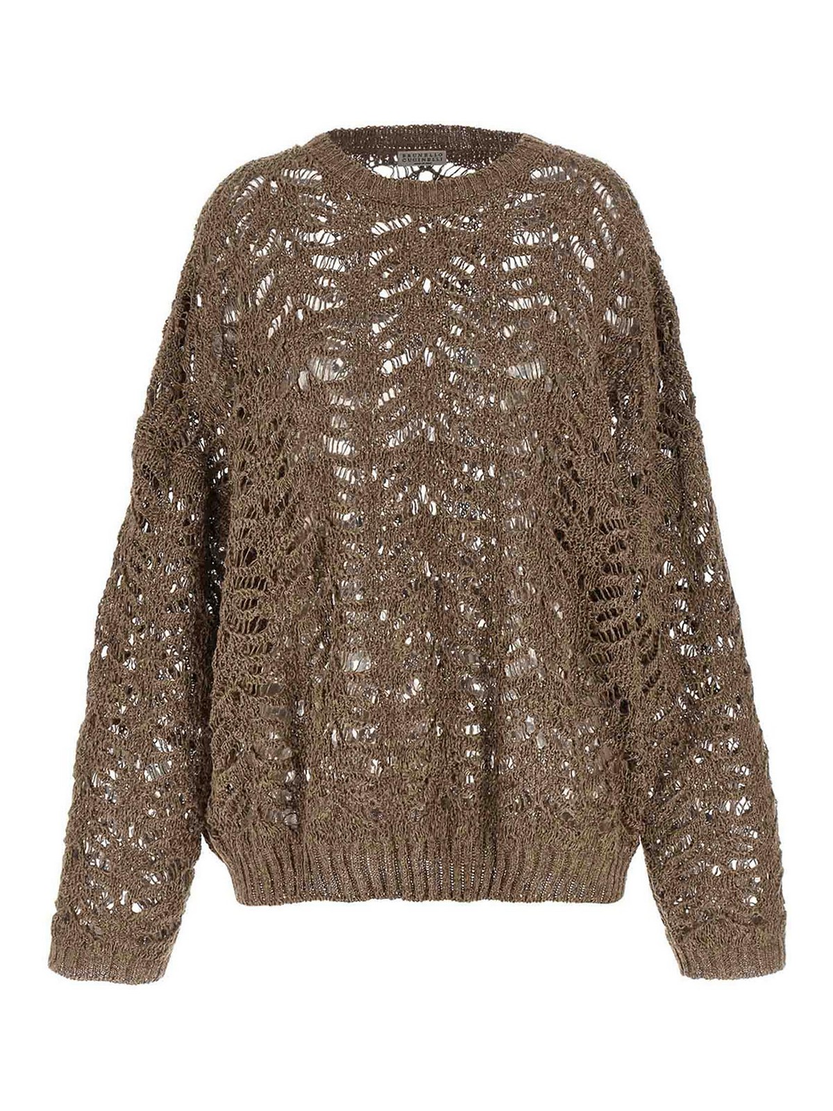 Brunello Cucinelli Openwork Sweater In Brown