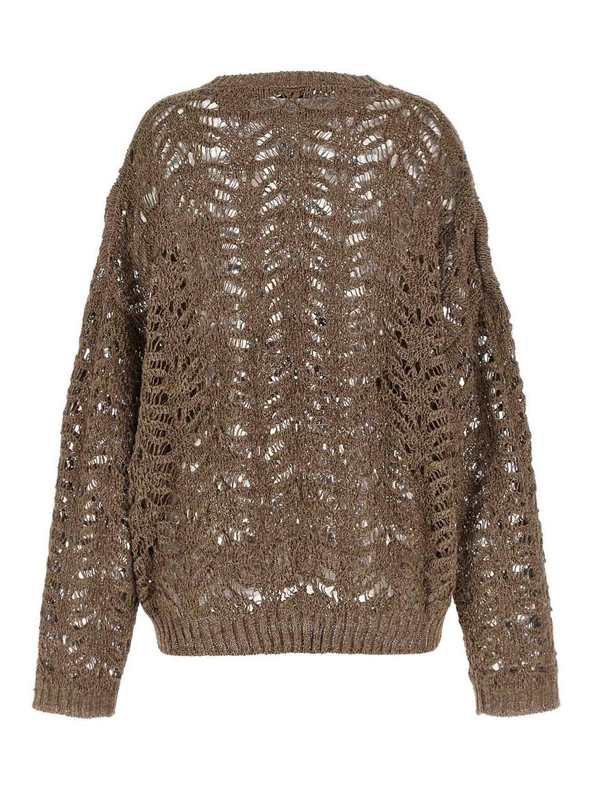 Brunello Cucinelli Openwork Sweater In Brown