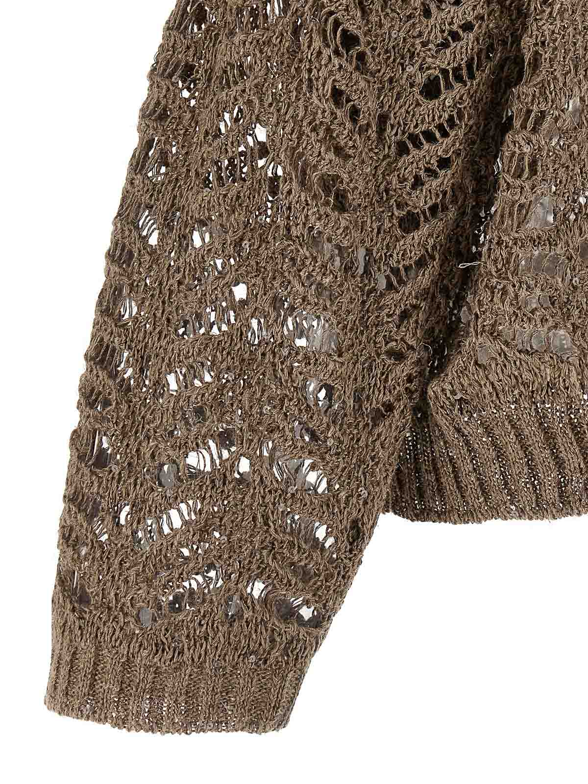 Brunello Cucinelli Openwork Sweater In Brown
