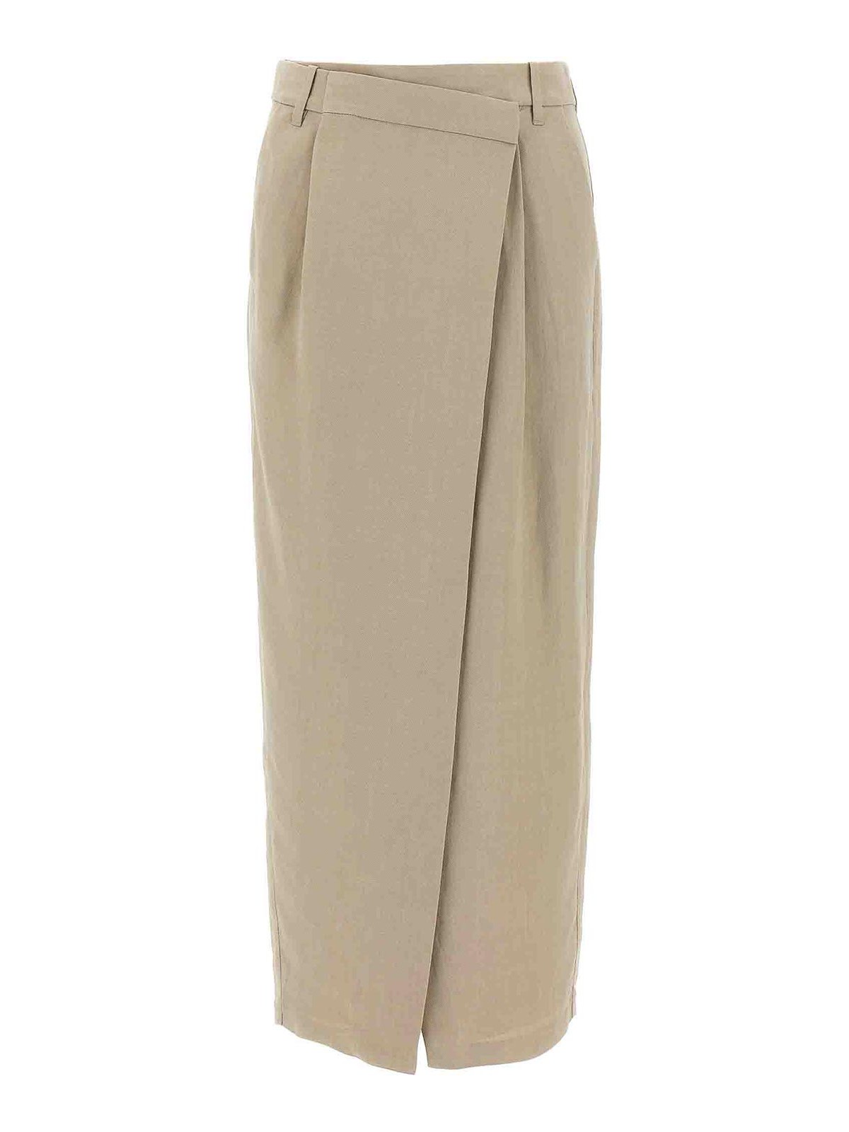Brunello Cucinelli Wrap Skirt With Back Pockets And Belt Loops In Brown