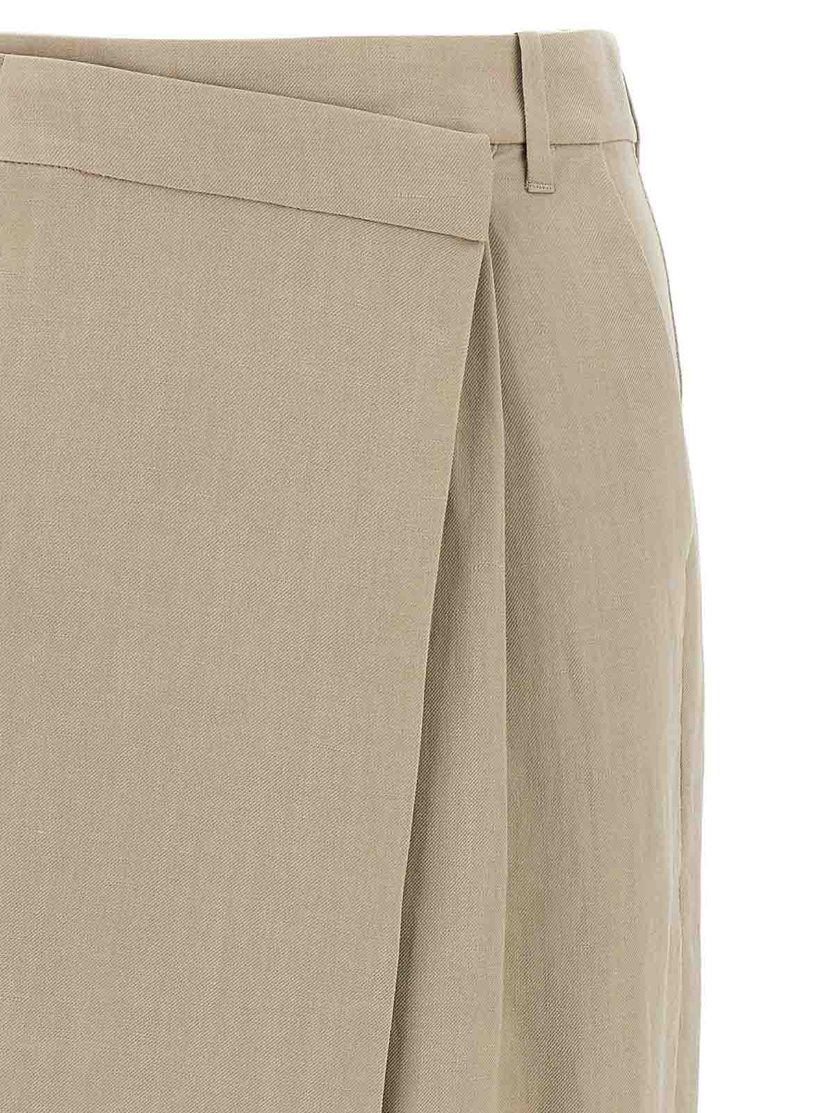 Brunello Cucinelli Wrap Skirt With Back Pockets And Belt Loops In Brown