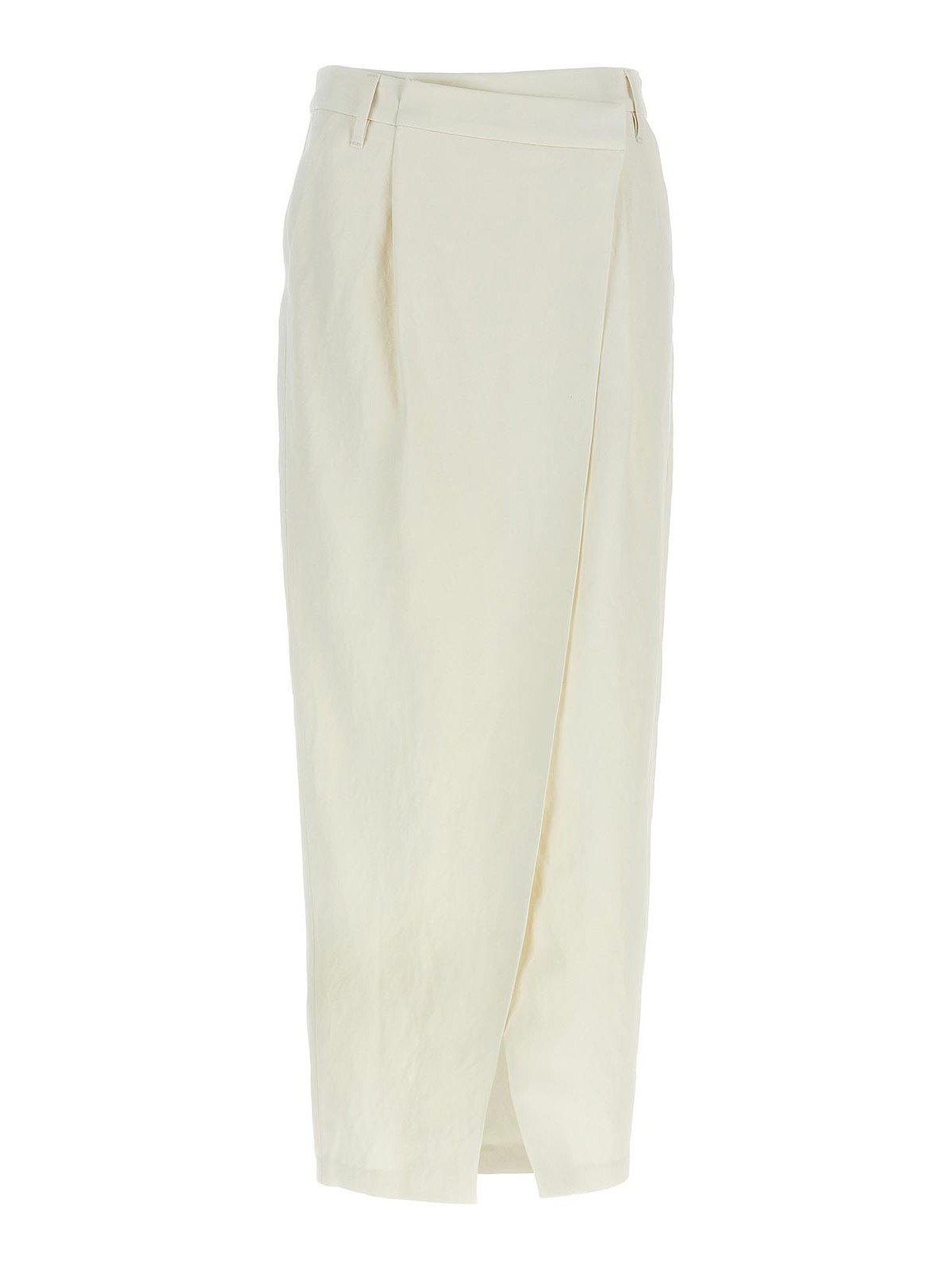Brunello Cucinelli Midi Length Wrap Skirt With Back Pocket In White