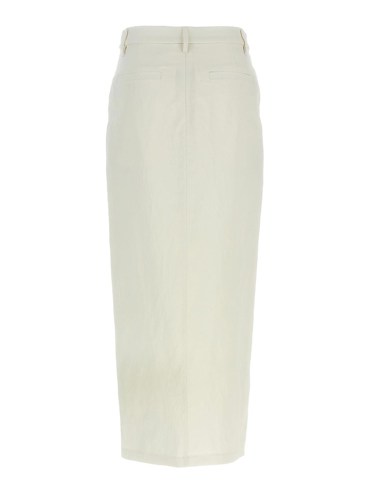 Brunello Cucinelli Midi Length Wrap Skirt With Back Pocket In White