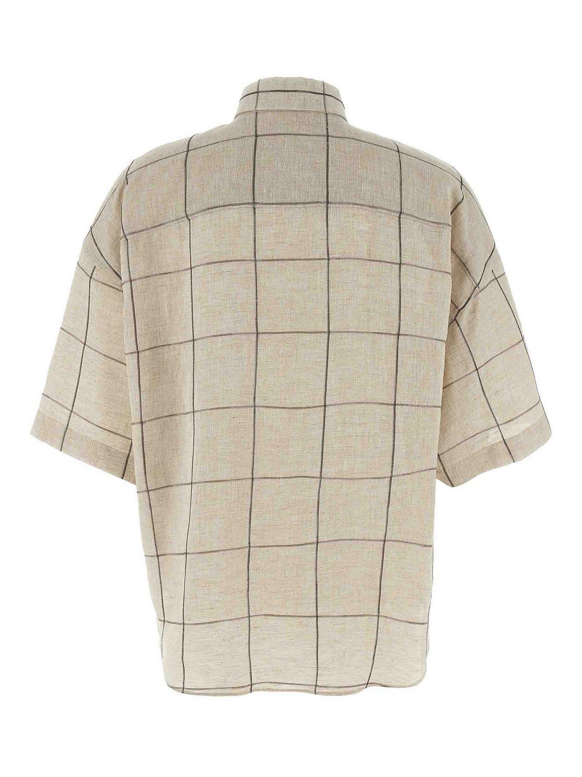 Brunello Cucinelli Checked Short-sleeved Shirt In Neutral