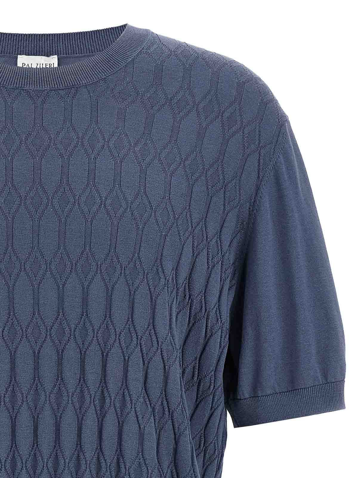 Tシャツ・カットソー Pal Zileri SS25 Lozenge t-shirt (9A3M0M550PM735 06) Pal Zileri Tシャツ - ブルー - ブルー | 9A3M0M550PM73506