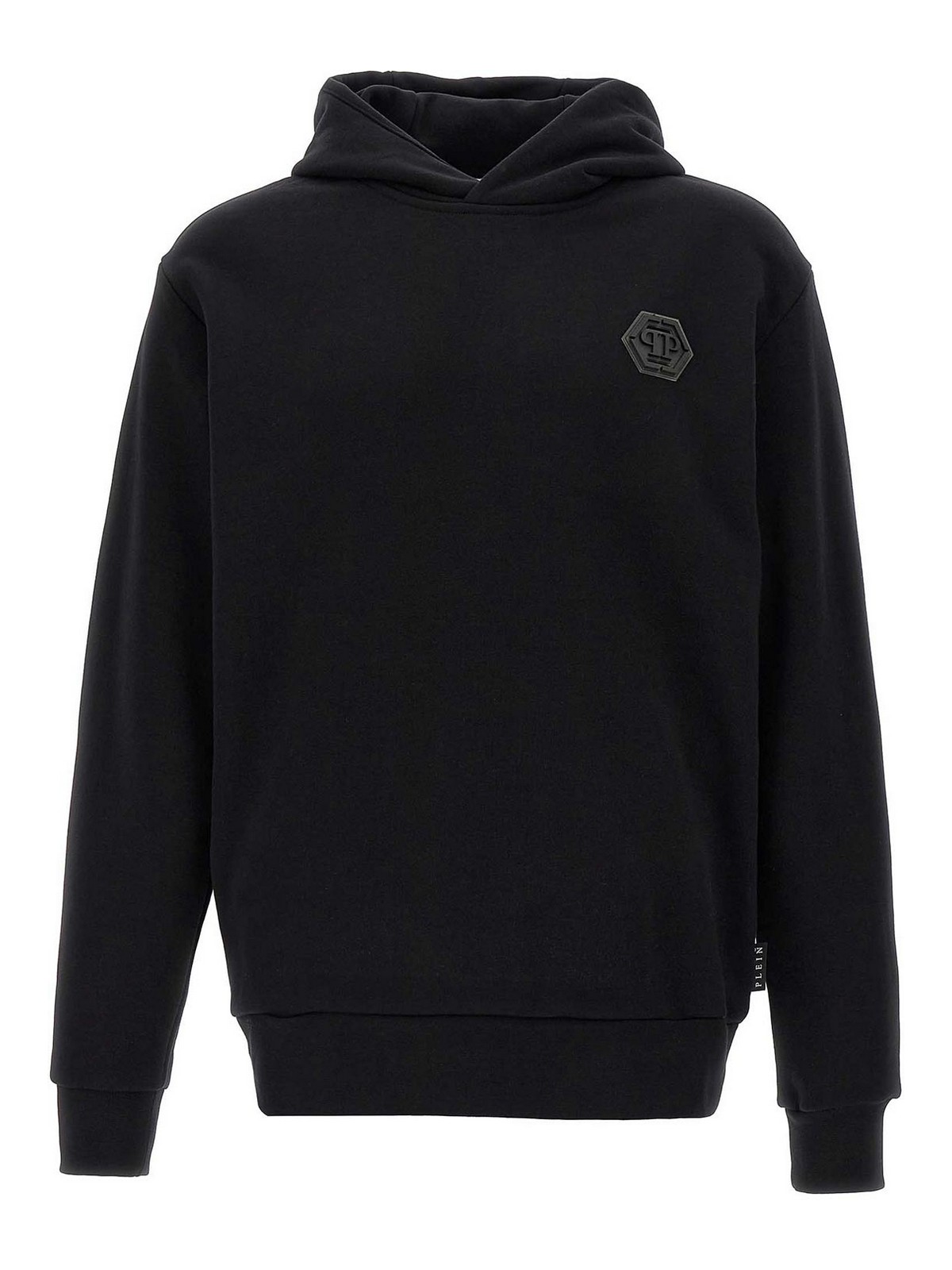 パーカー・フーディ PHILIPP PLEIN Logo patch hoodie (PAECMJB3611PTE003N 0202) Philipp Plein Logo Patch Hoodie - Black | PAECMJB3612PTE003N0202