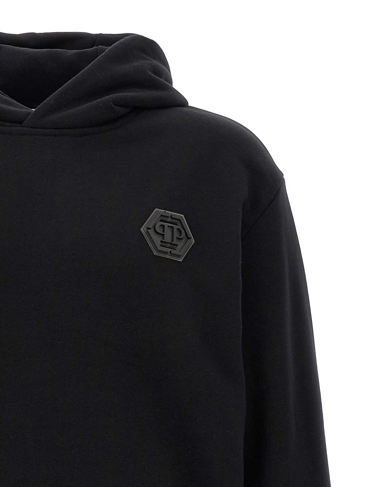 パーカー・フーディ PHILIPP PLEIN Logo patch hoodie (PAECMJB3611PTE003N 0202) Philipp Plein Logo Patch Hoodie - Black | PAECMJB3612PTE003N0202